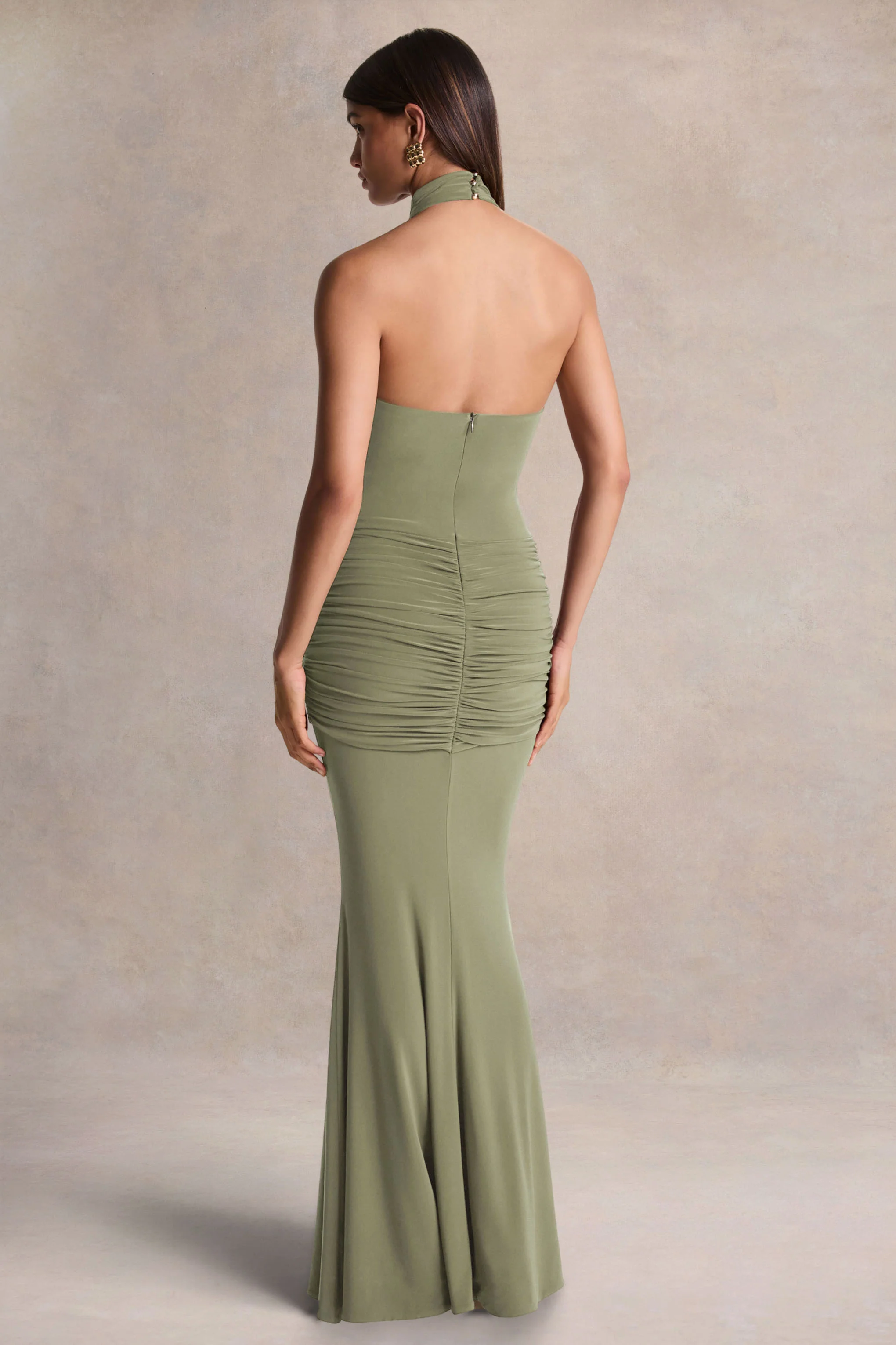 Hyla | Green High-Neck Maxi Dress With Sash-Detail - Image 2