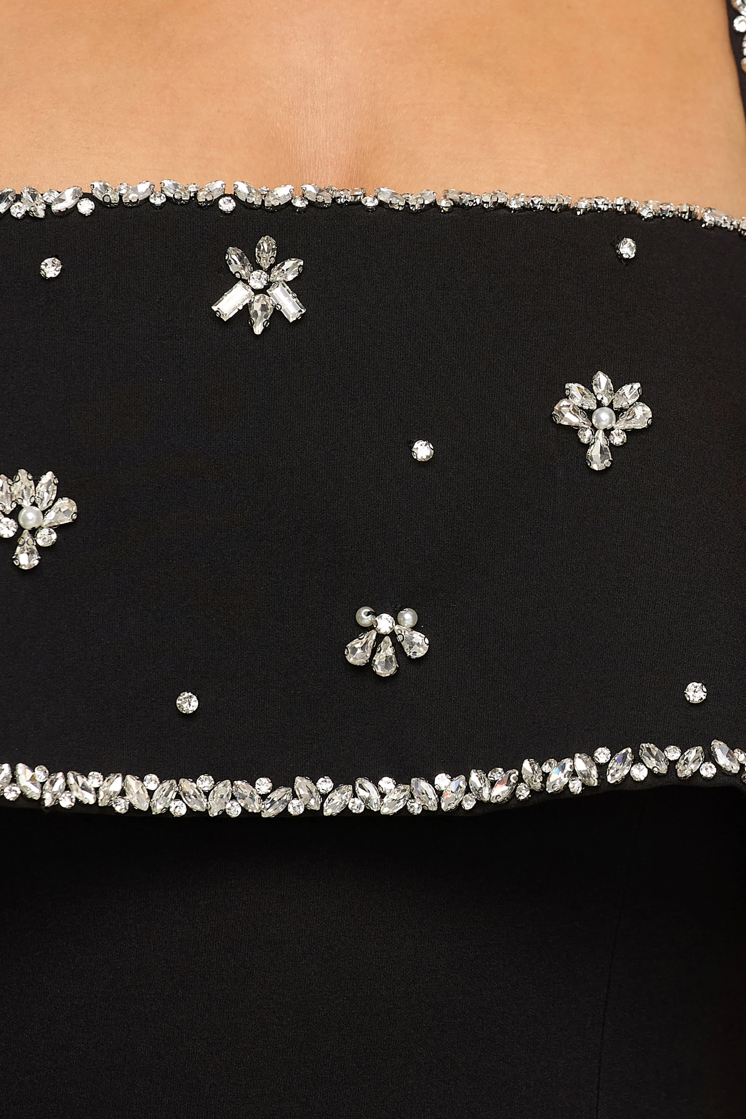 Illiana | Black Bandeau Hand-Embellished Maxi Dress - Image 7