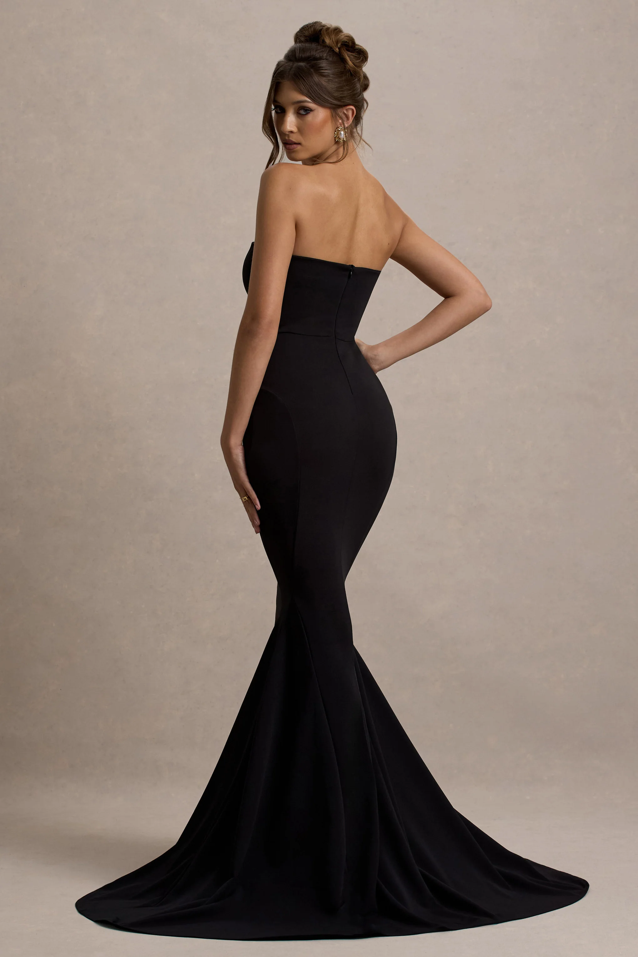 Impress Me | Black Strapless Bandeau Fishtail Maxi Dress - Image 2
