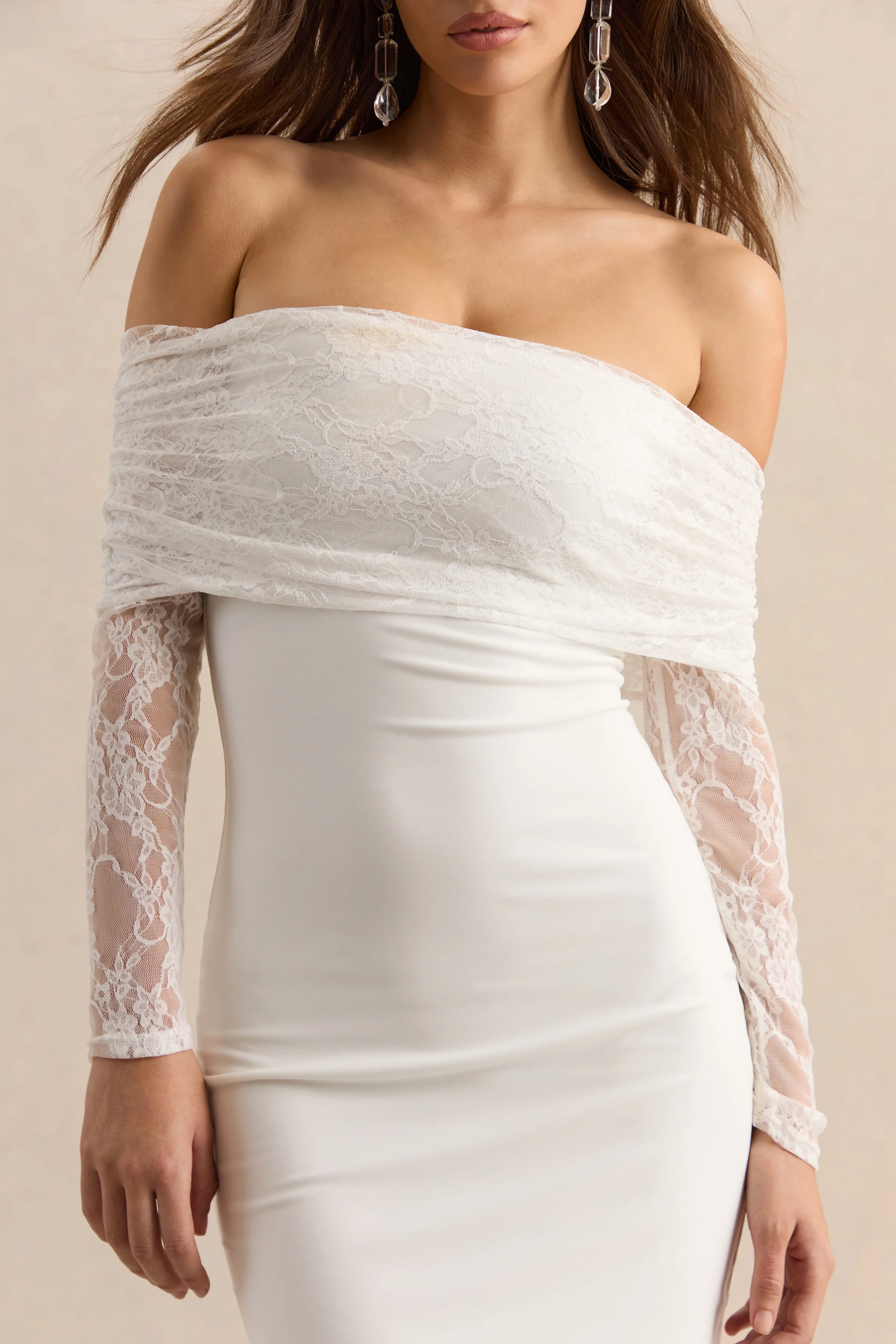 Incantelle | White Bardot-Neck Mini Dress - Image 8