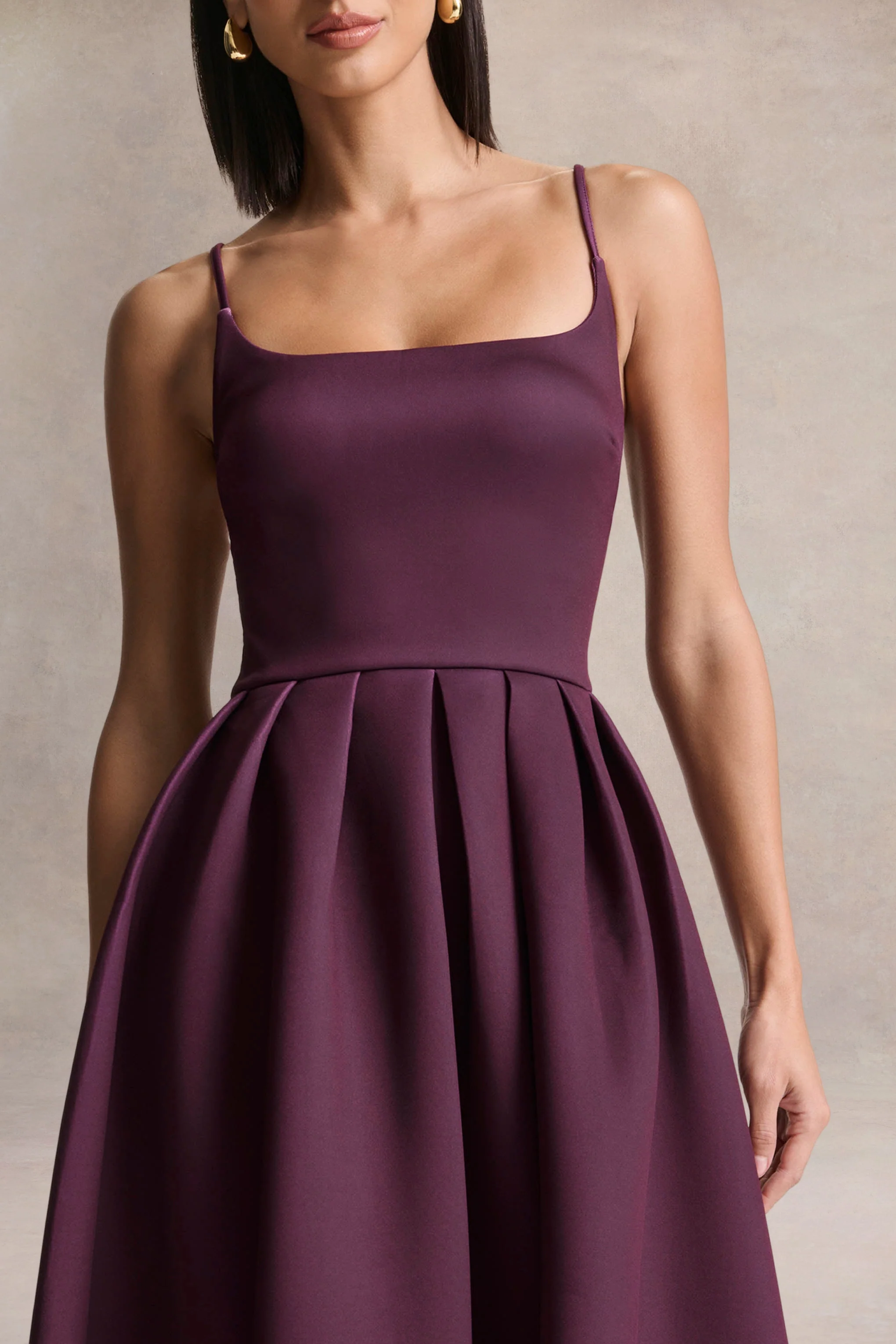 Jamila | Plum Scoop-Neck Midi Dress - Image 3