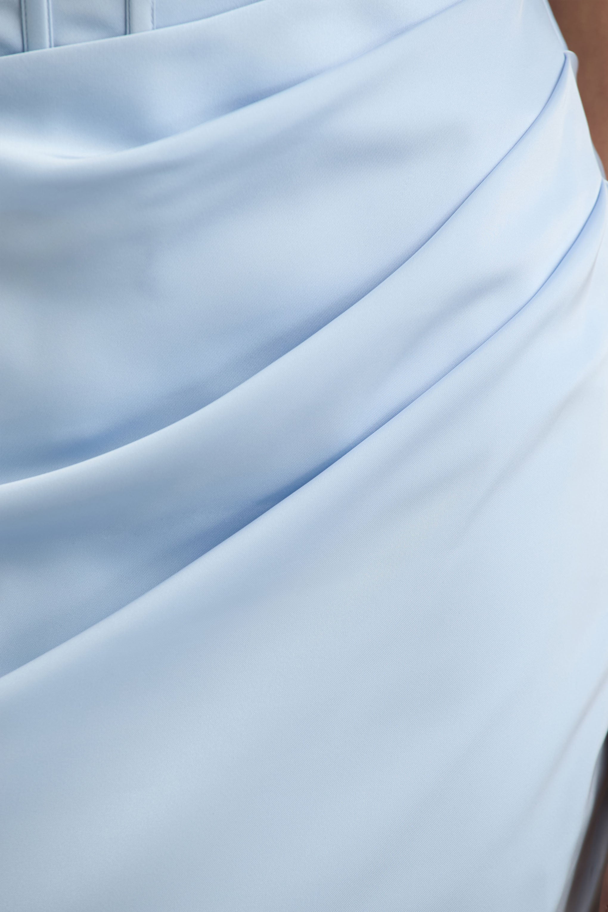 Joseline | Powder Blue Satin Corset Wrap Maxi Dress With Scarf - Image 7