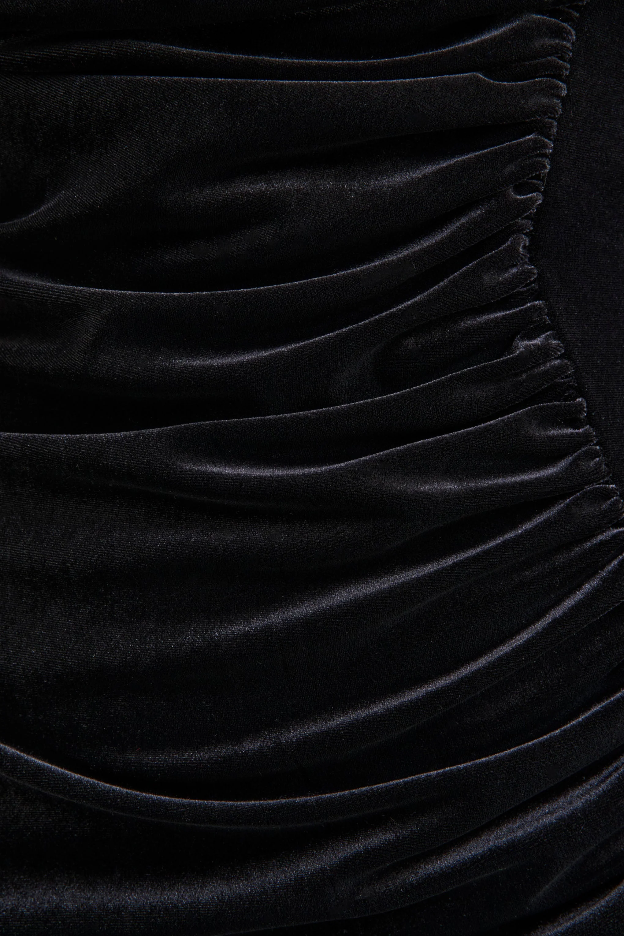 Jovita | Black Velvet Cowl-Neck Maxi Dress With Gathered-Detailing - Image 4