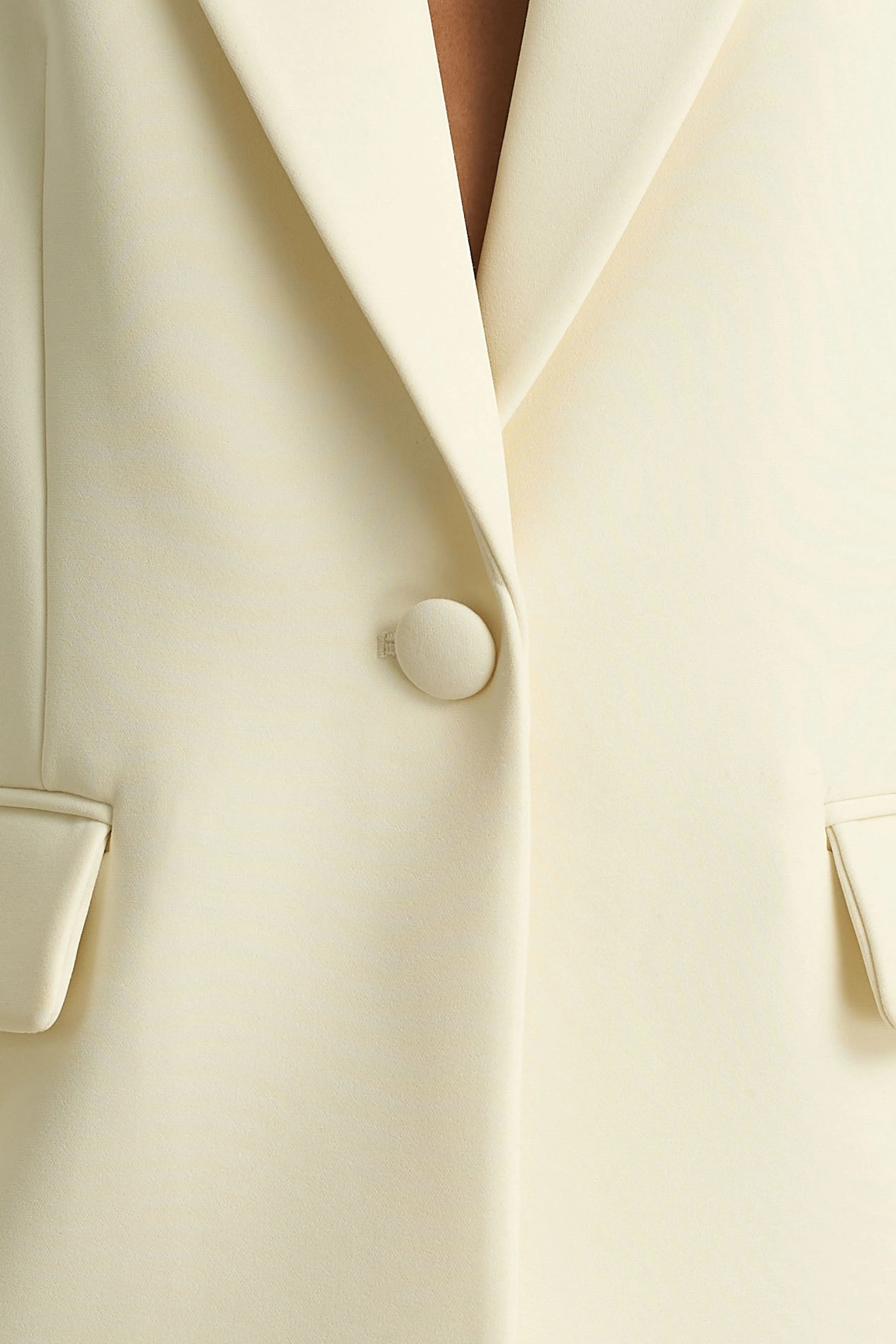 Katherine | Cream Oversized Plunge-Neck Blazer - Image 7