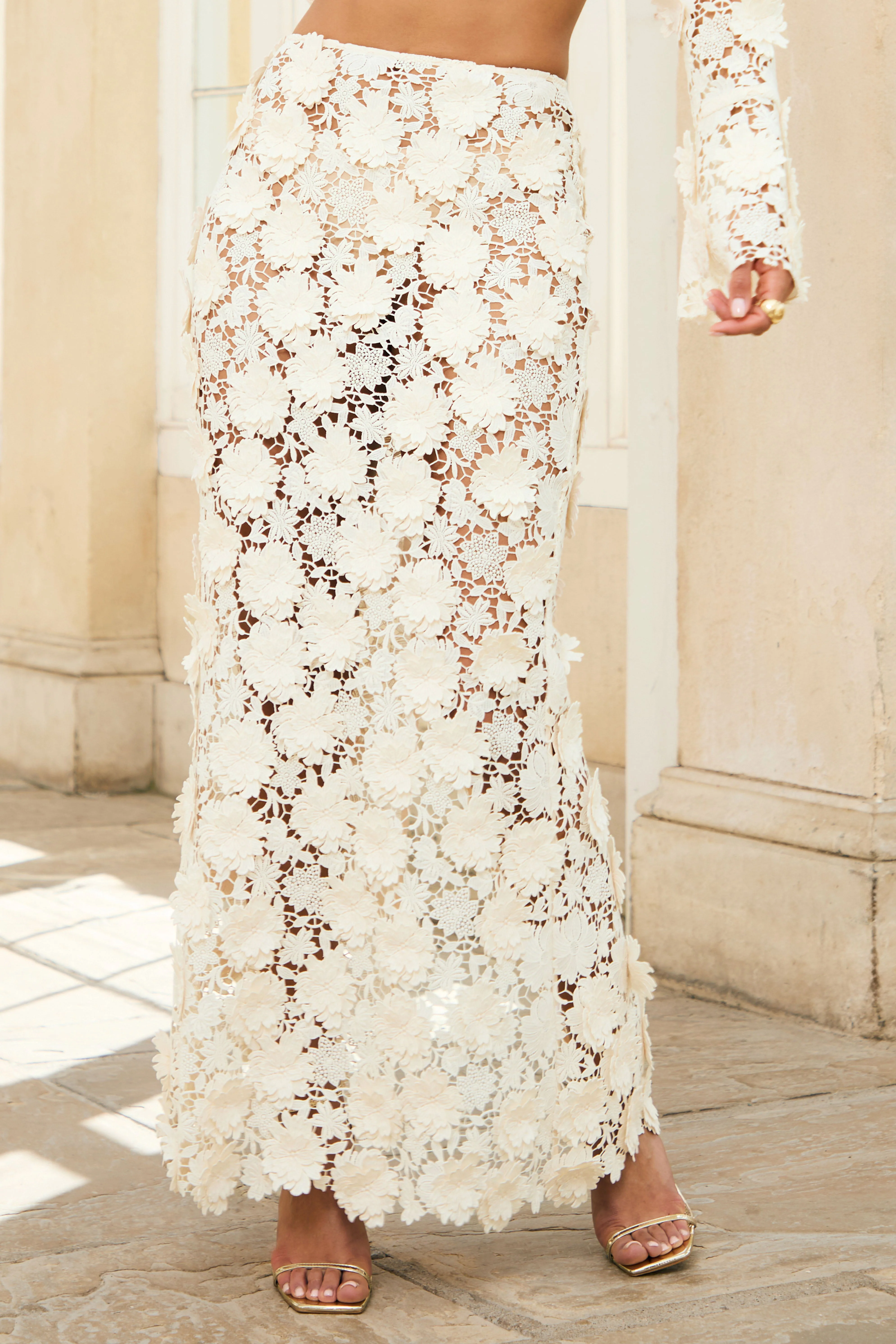 Kingston | Cream Lace Maxi Skirt - Image 6