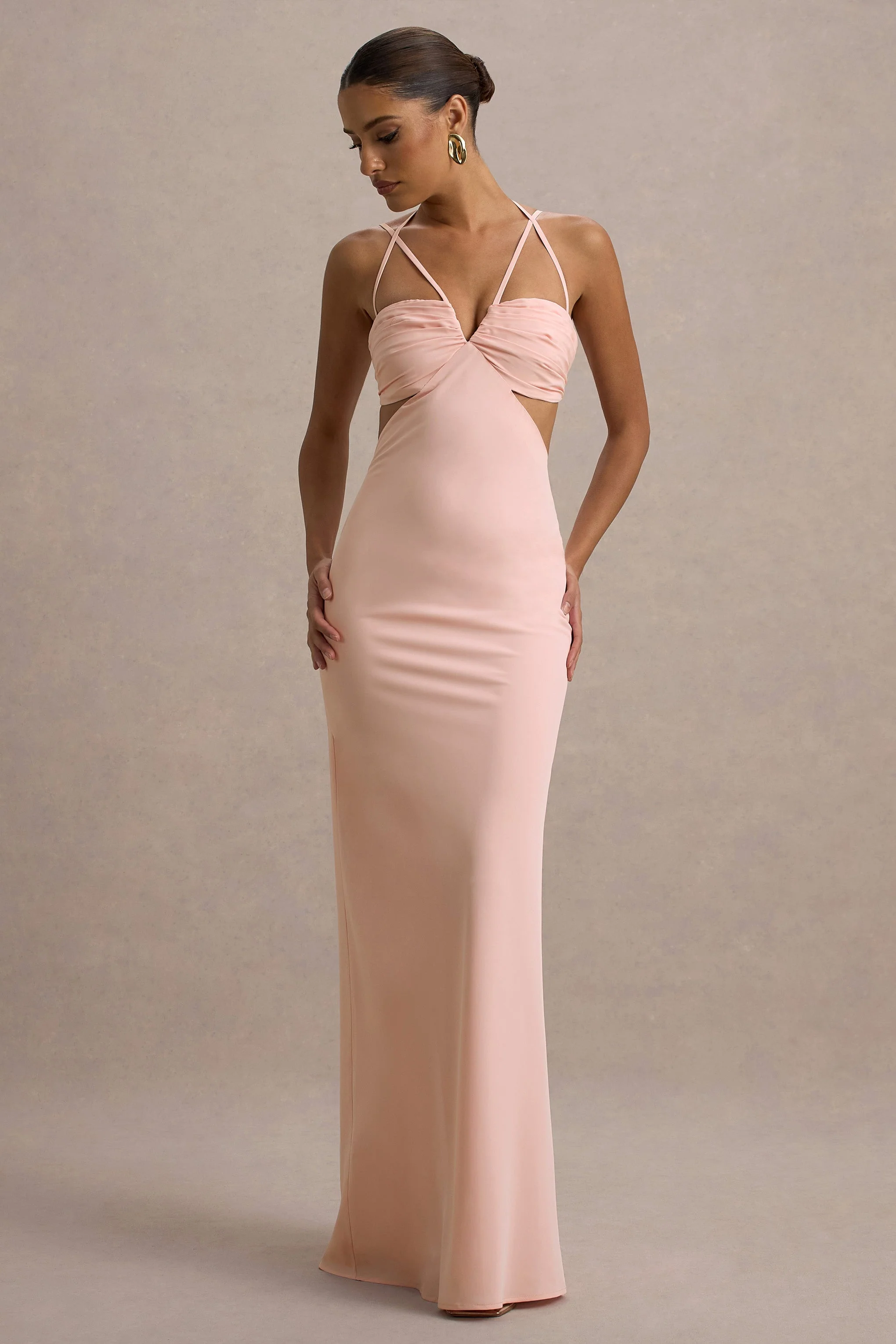 Leandra | Pink Strappy Cut-Out Maxi Dress - Image 4