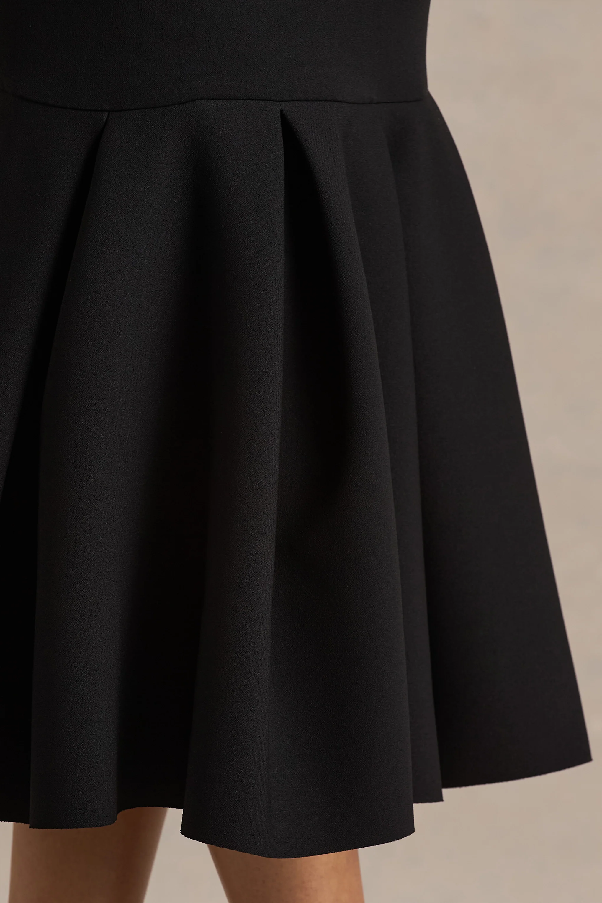 Liberty | Black High Neck Mermaid Midi Dress With Ruffling Detail - Image 6