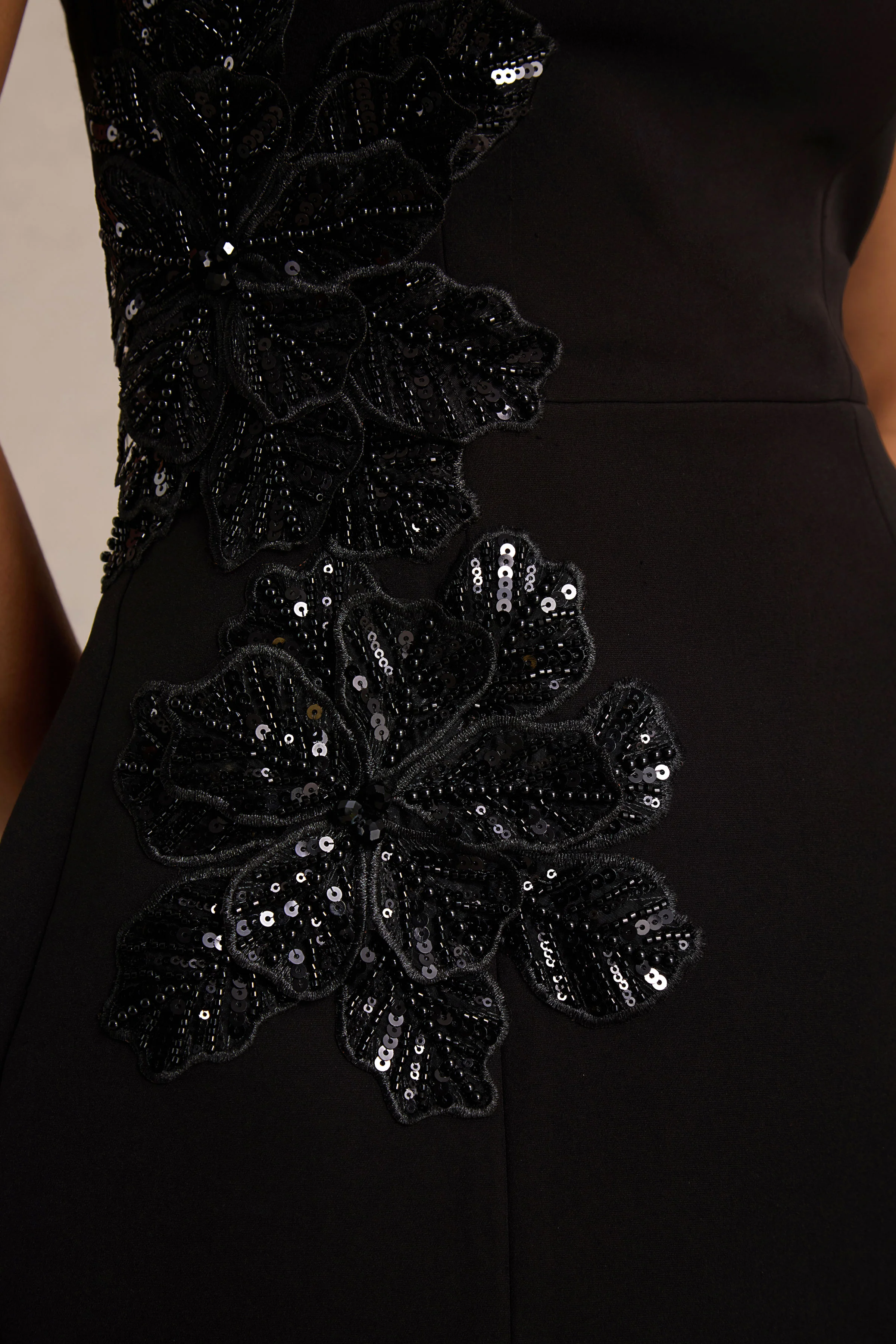 Lillian | Black Halter-Neck Mini Dress With Embellished Detailing - Image 6