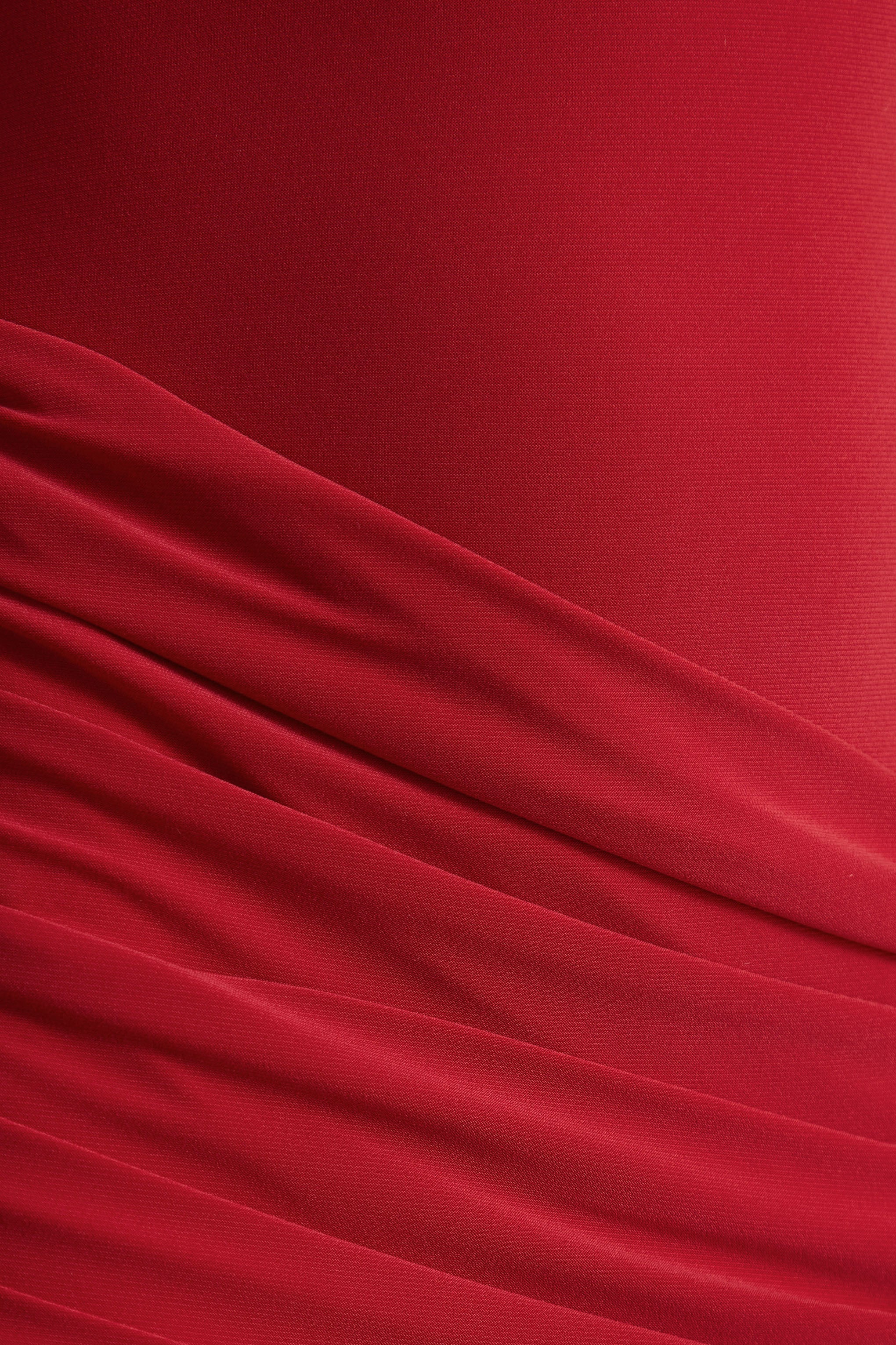 Liora | Red High-Neck Maxi Dress With Front-High Split - Image 6