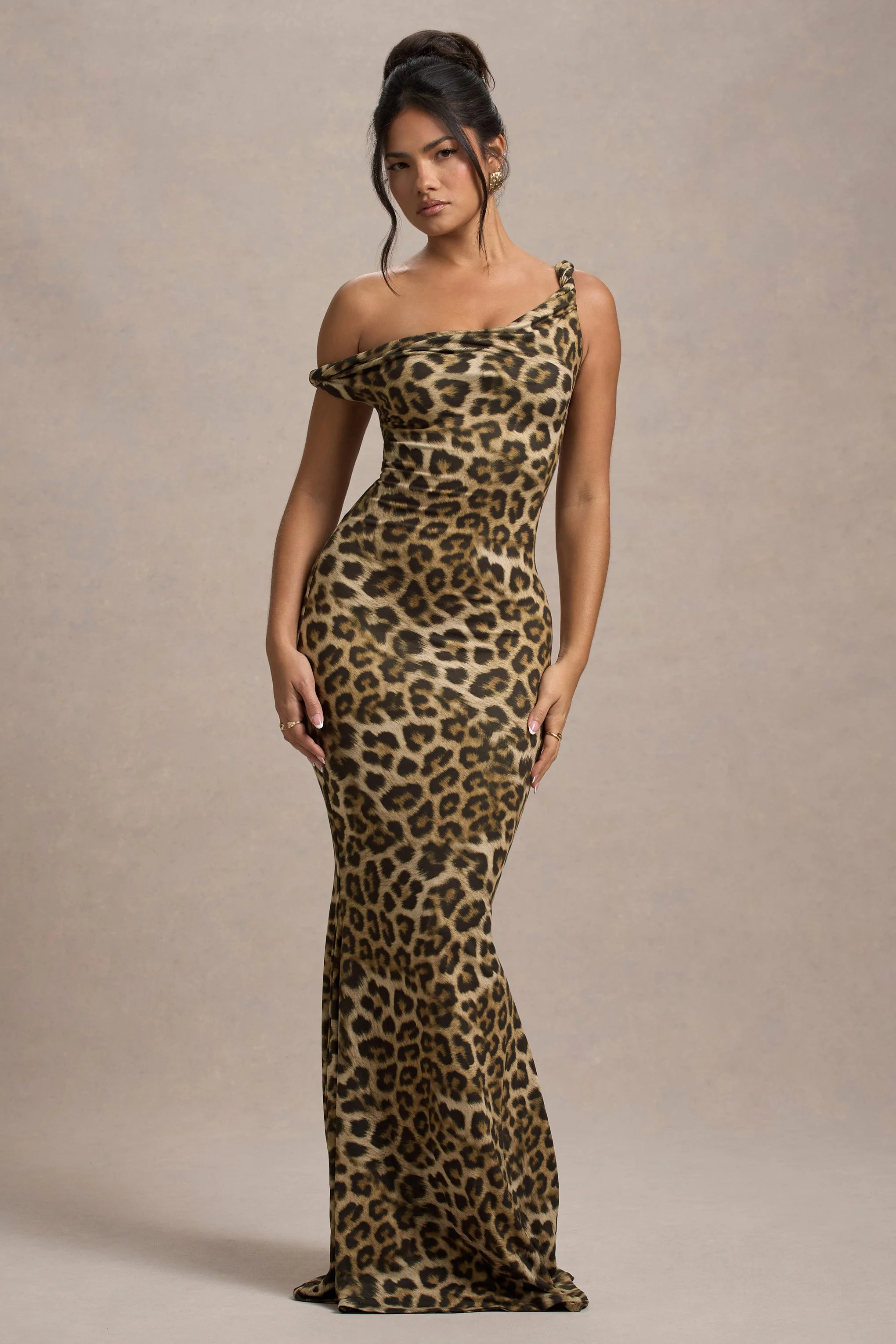 Lita | Leopard Print Twisted Asymmetric Maxi Dress - Image 2