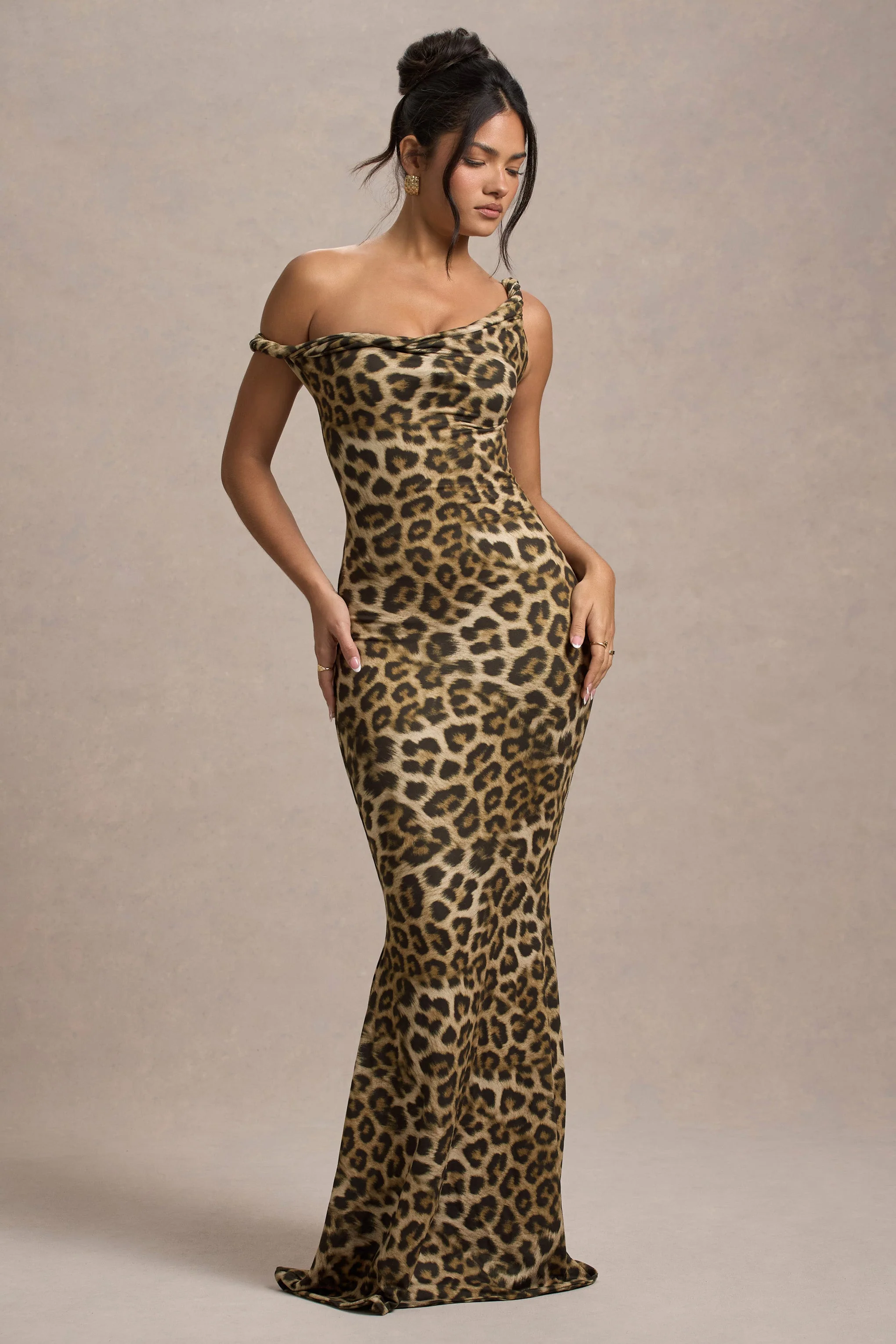 Lita | Leopard Print Twisted Asymmetric Maxi Dress - Image 4