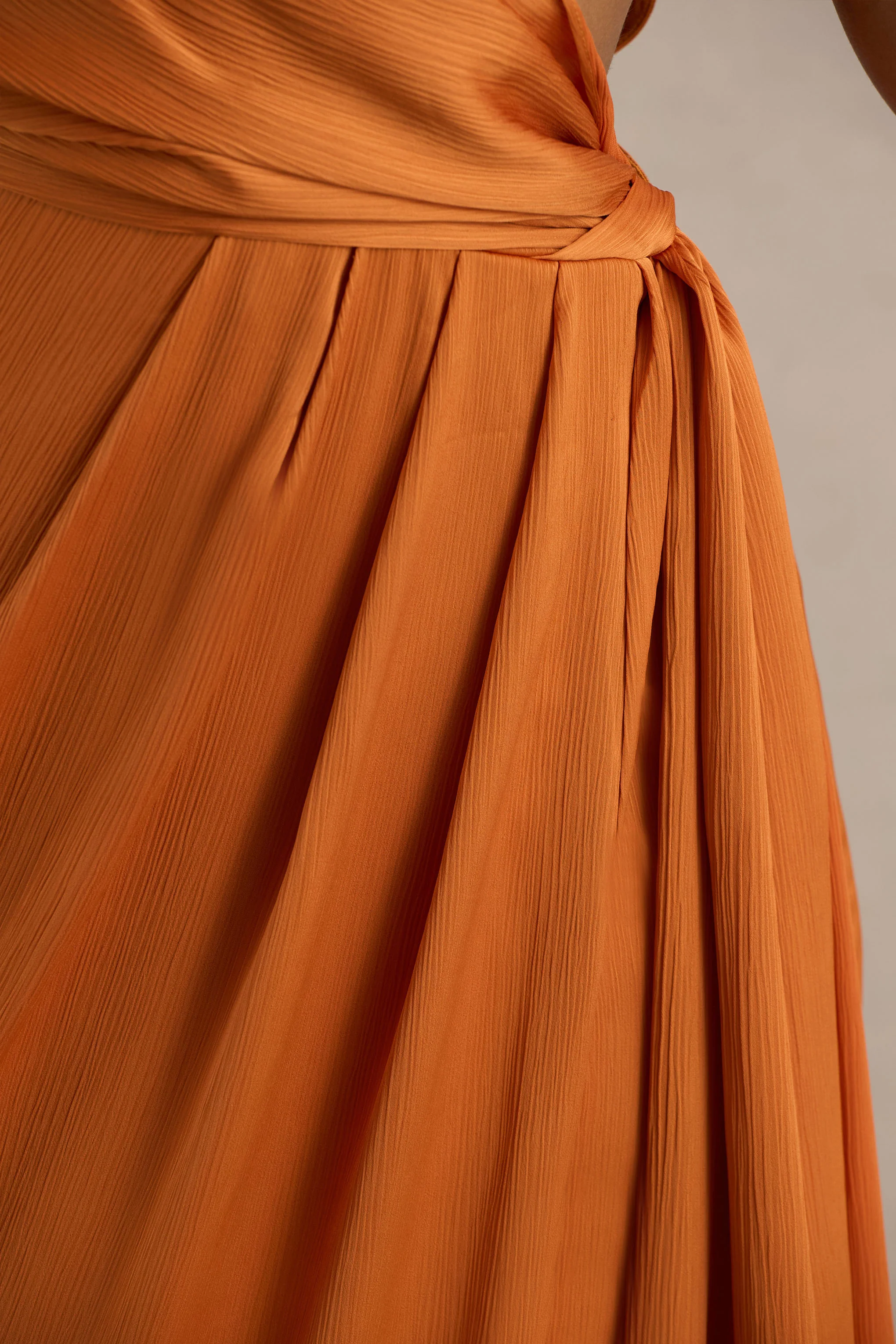 Livia | Orange Plunge-Neck Fishtail Maxi Dress - Image 7