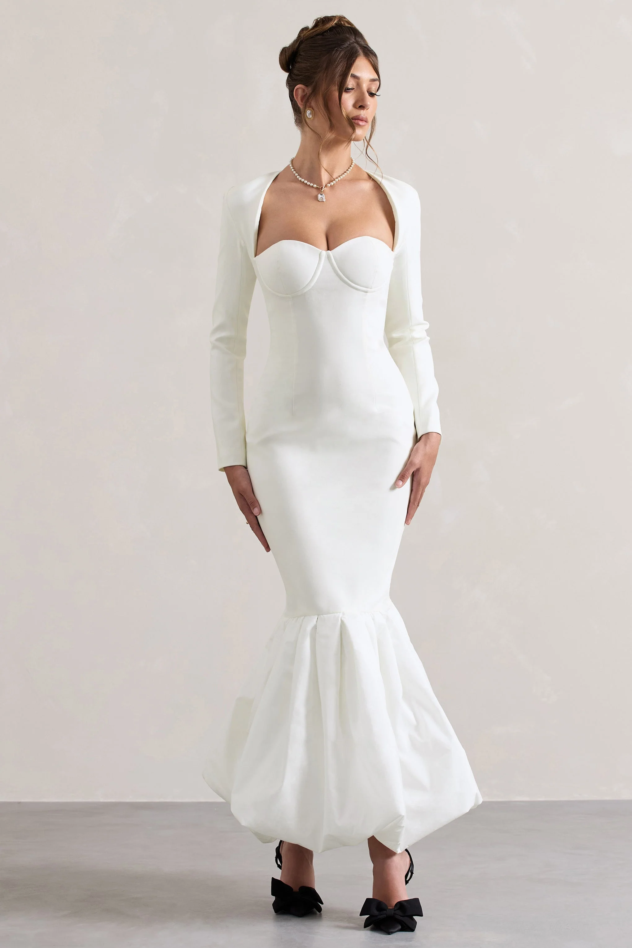 London | Cream Sweetheart Maxi Dress With Volume Hem - Image 5