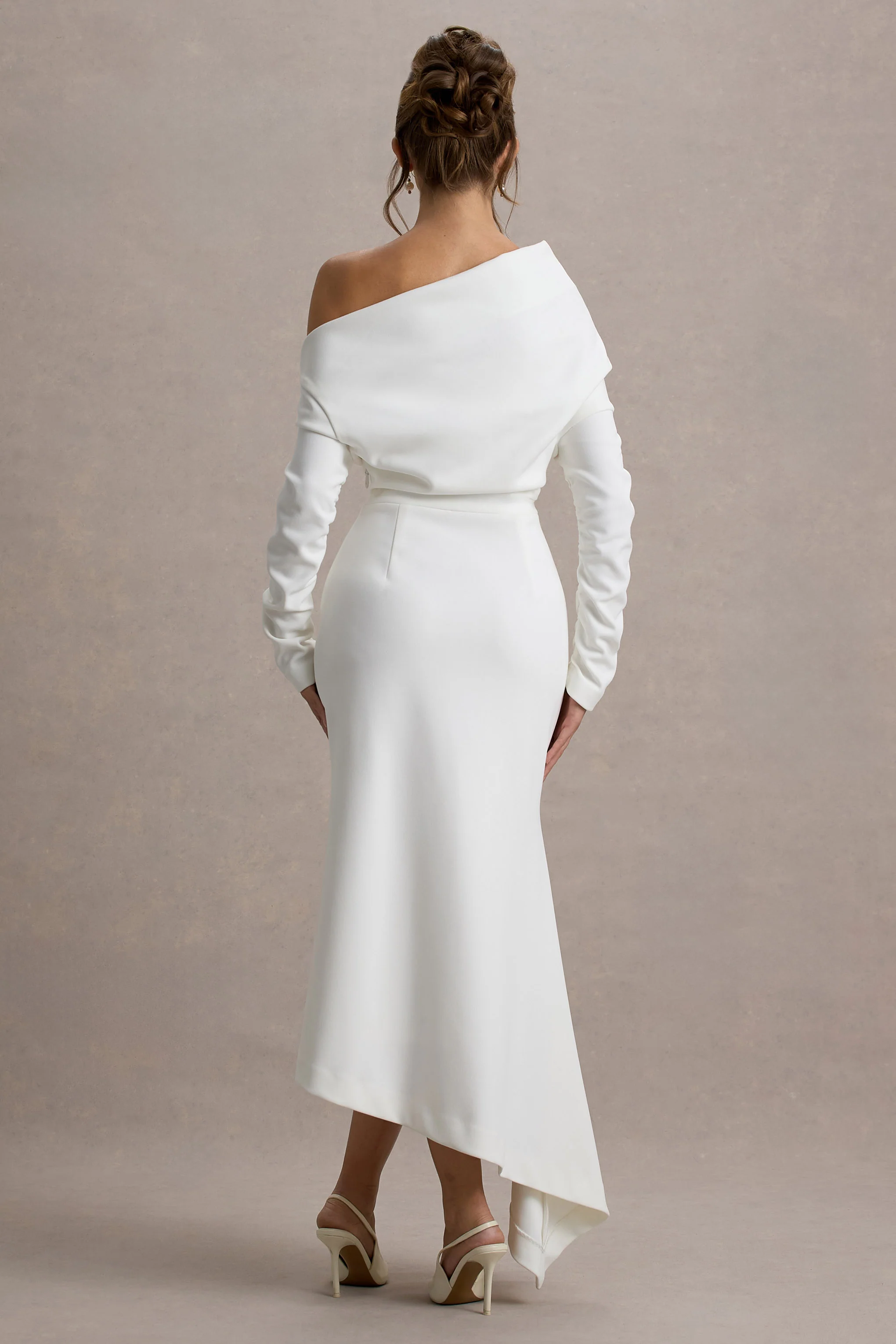 Lou | White One-Shoulder Asymmetric Maxi Dress - Image 2