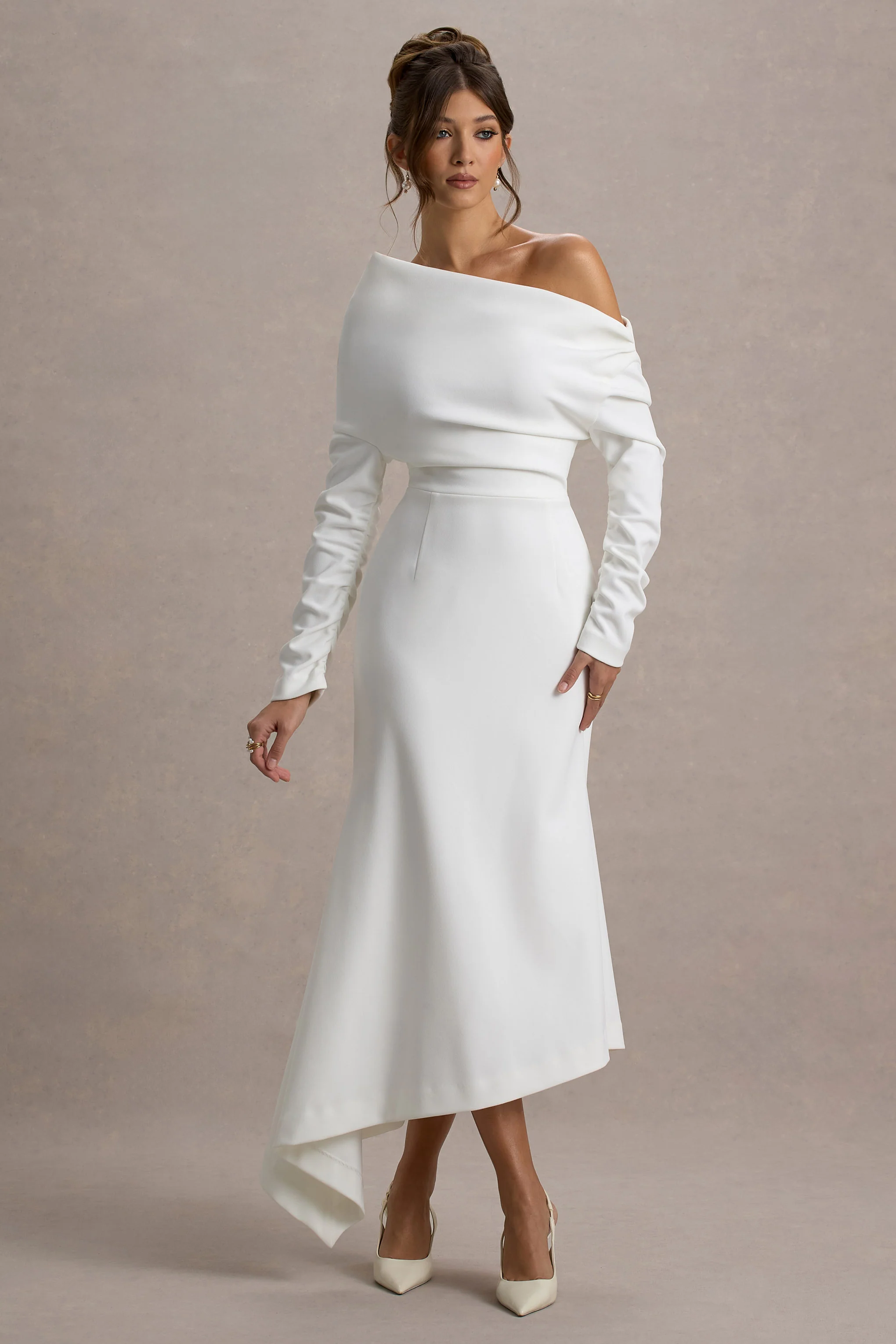 Lou | White One-Shoulder Asymmetric Maxi Dress - Image 4