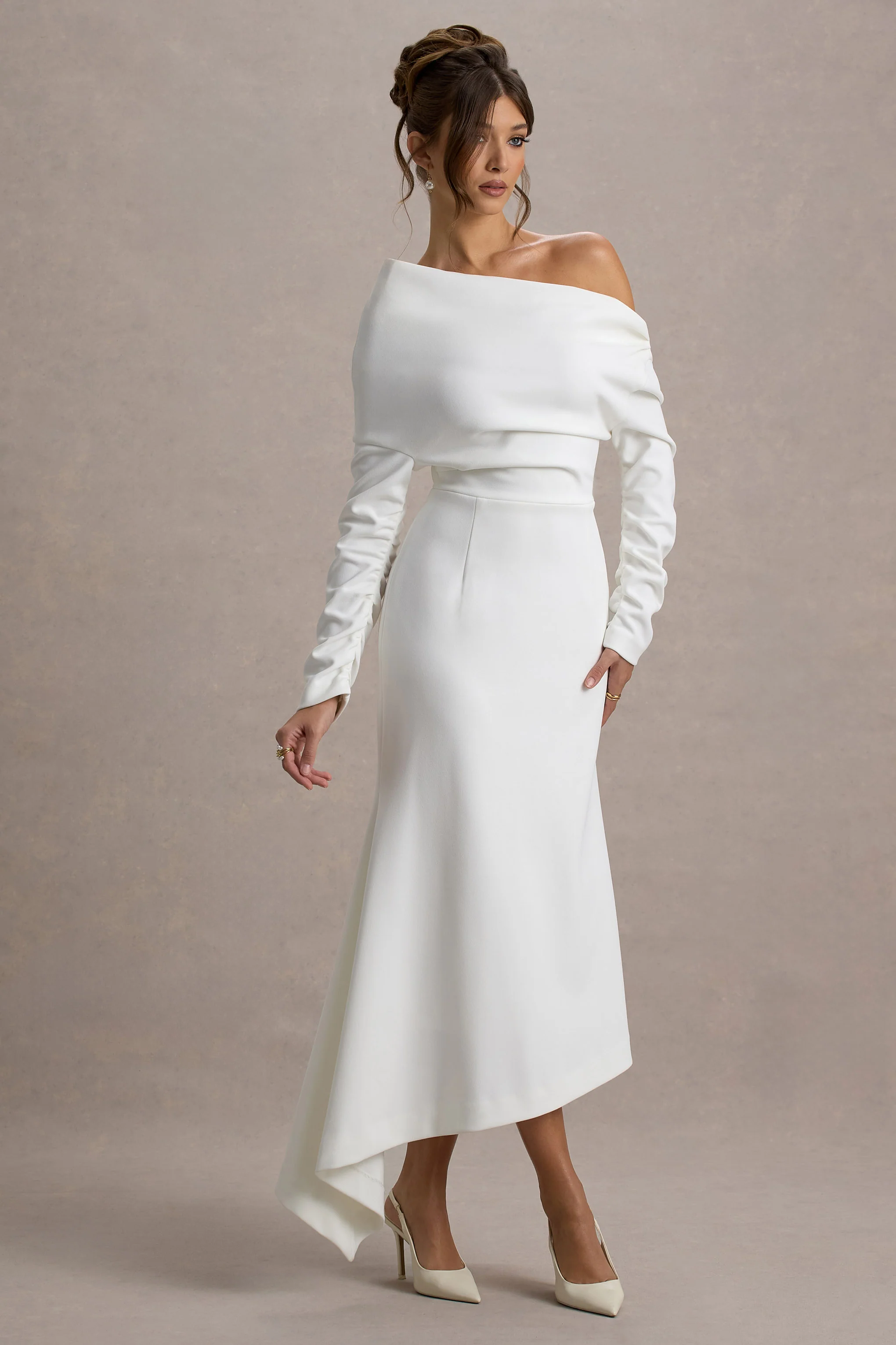 Lou | White One-Shoulder Asymmetric Maxi Dress - Image 5