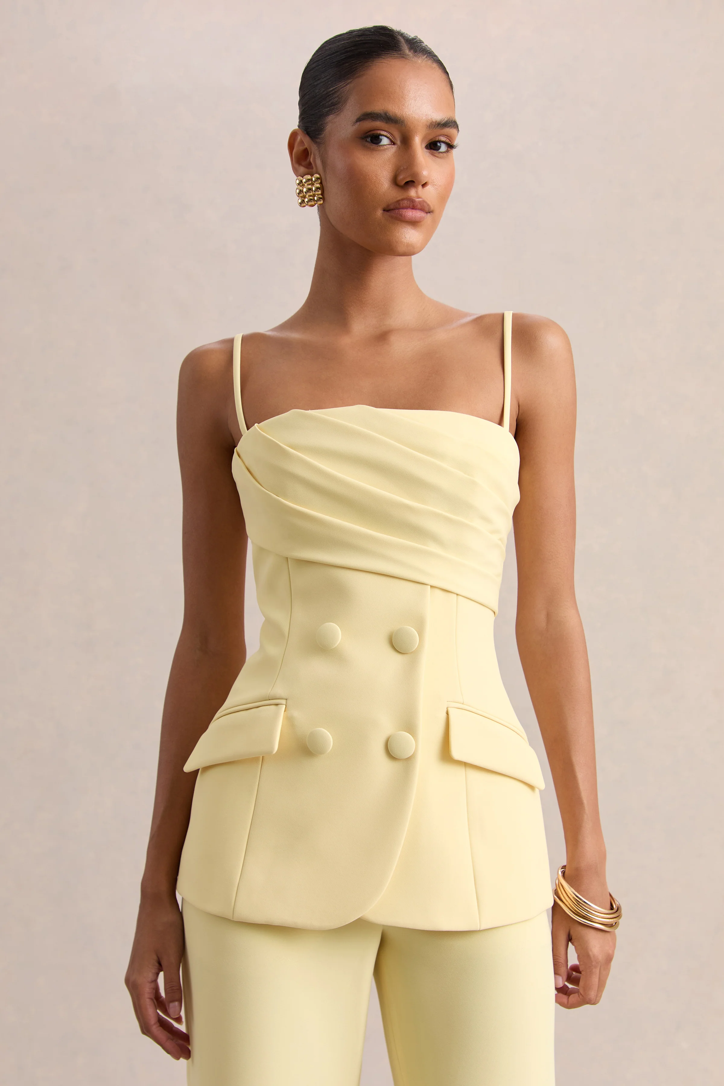 Lunivra | Lemon Square-Neck Tailored Top - Image 6
