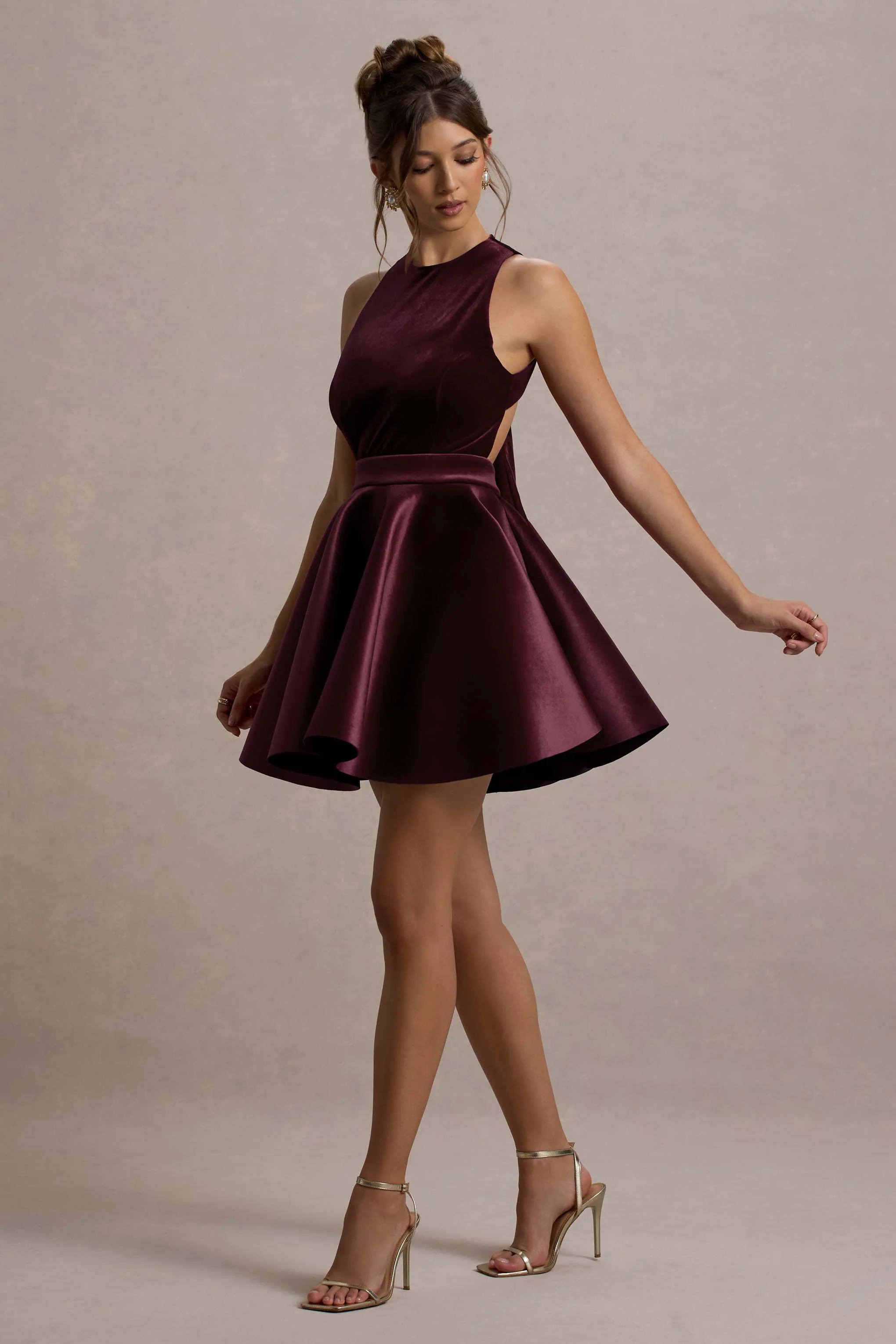 Mackie | Port Velvet Sleeveless Skater Mini Dress - Image 5