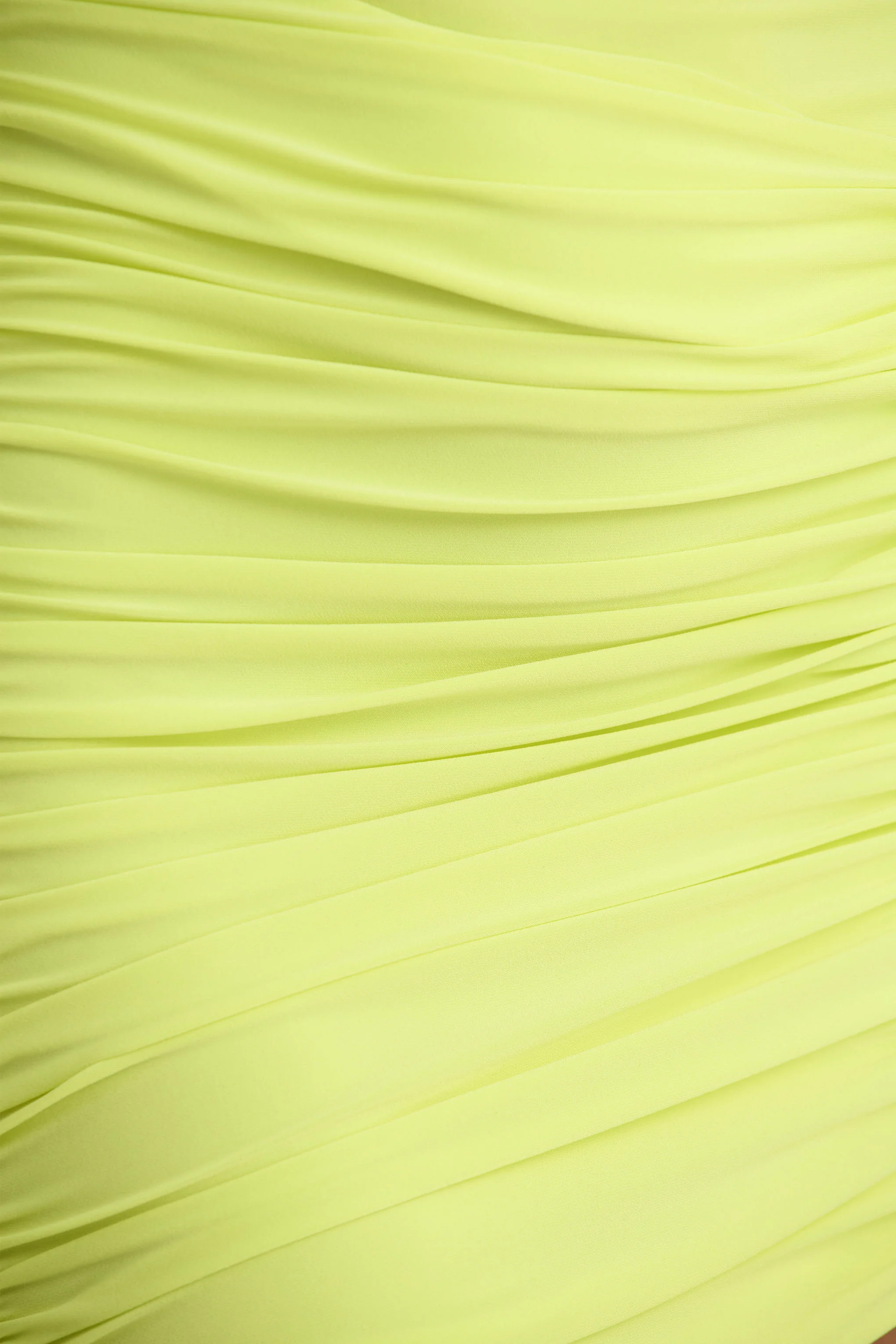 Marci | Lime Green Asymmetric Ruched Mini Dress With Sash - Image 6