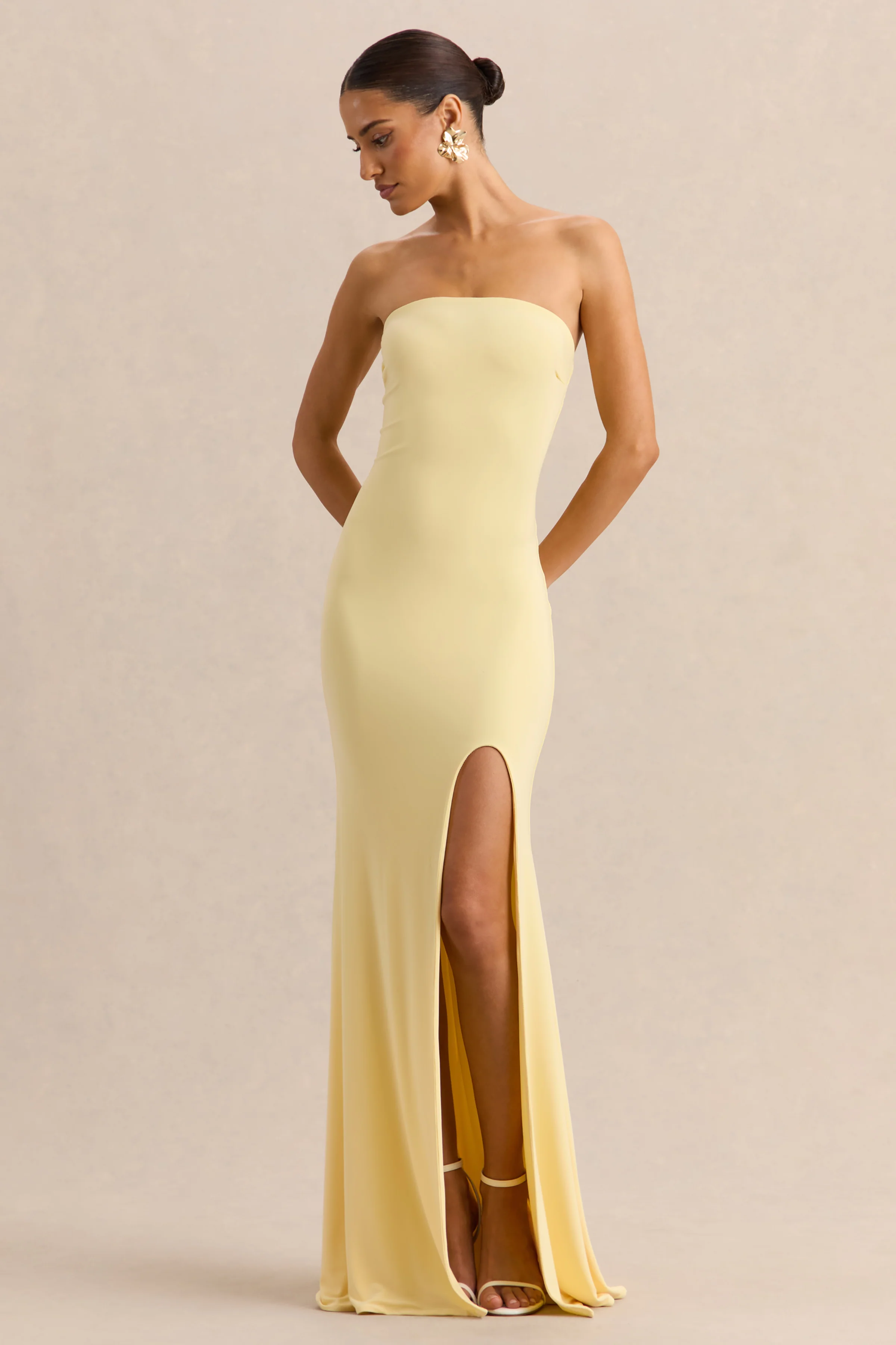 Melva | Lemon Bandeau Maxi Dress - Image 5