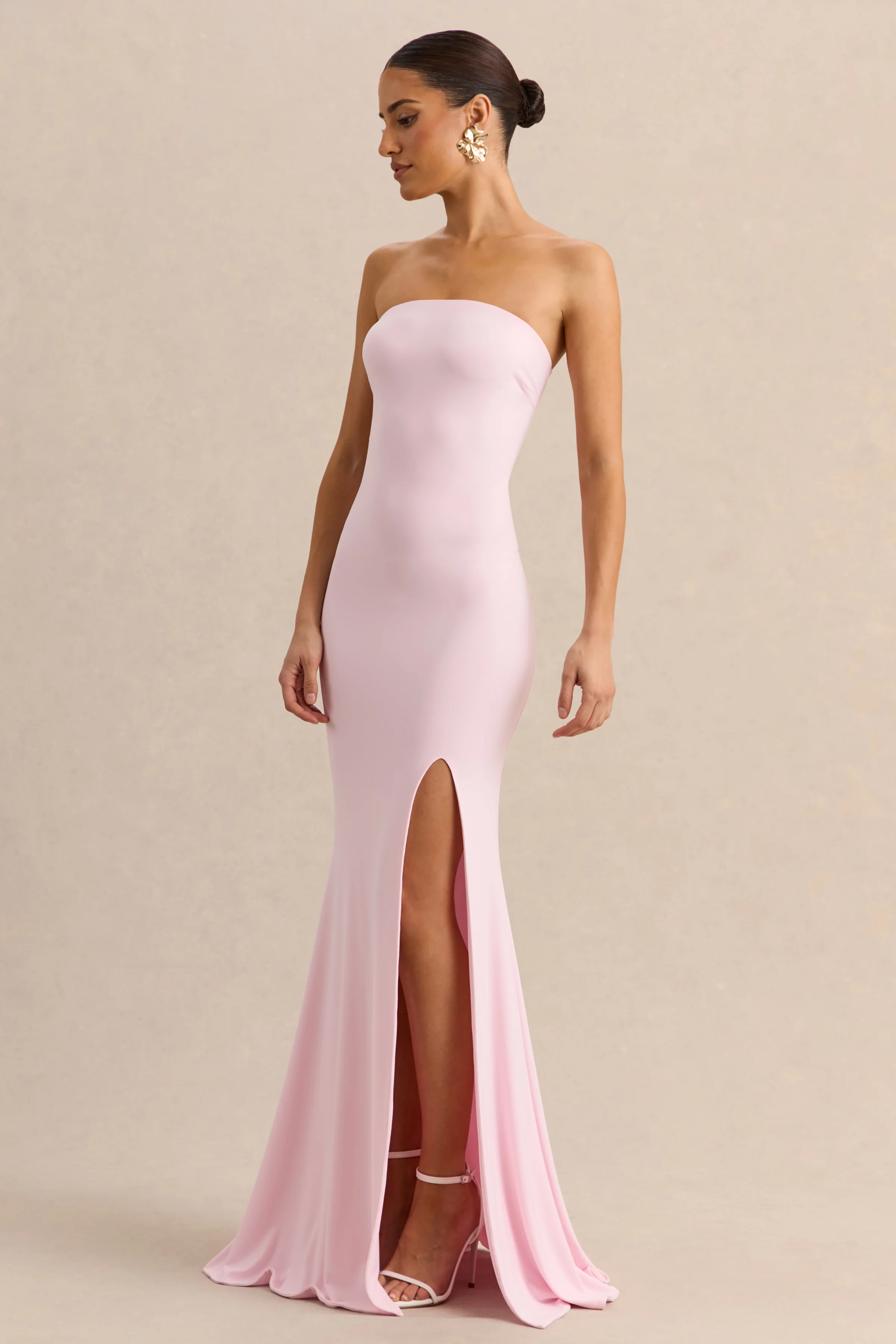 Melva | Light Pink Bandeau Maxi Dress - Image 5