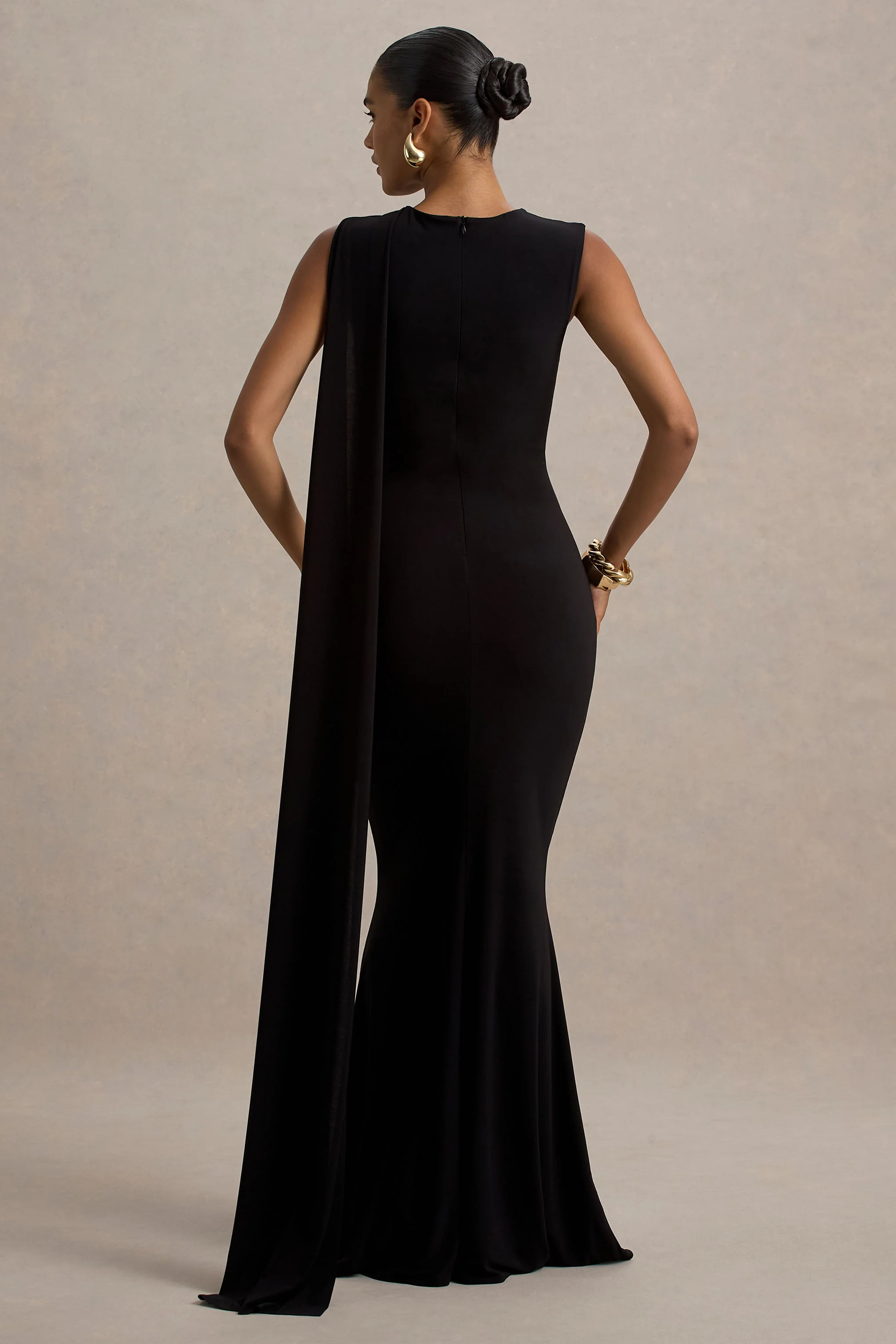 Mia | Black Maxi Dress With Sash - Image 2