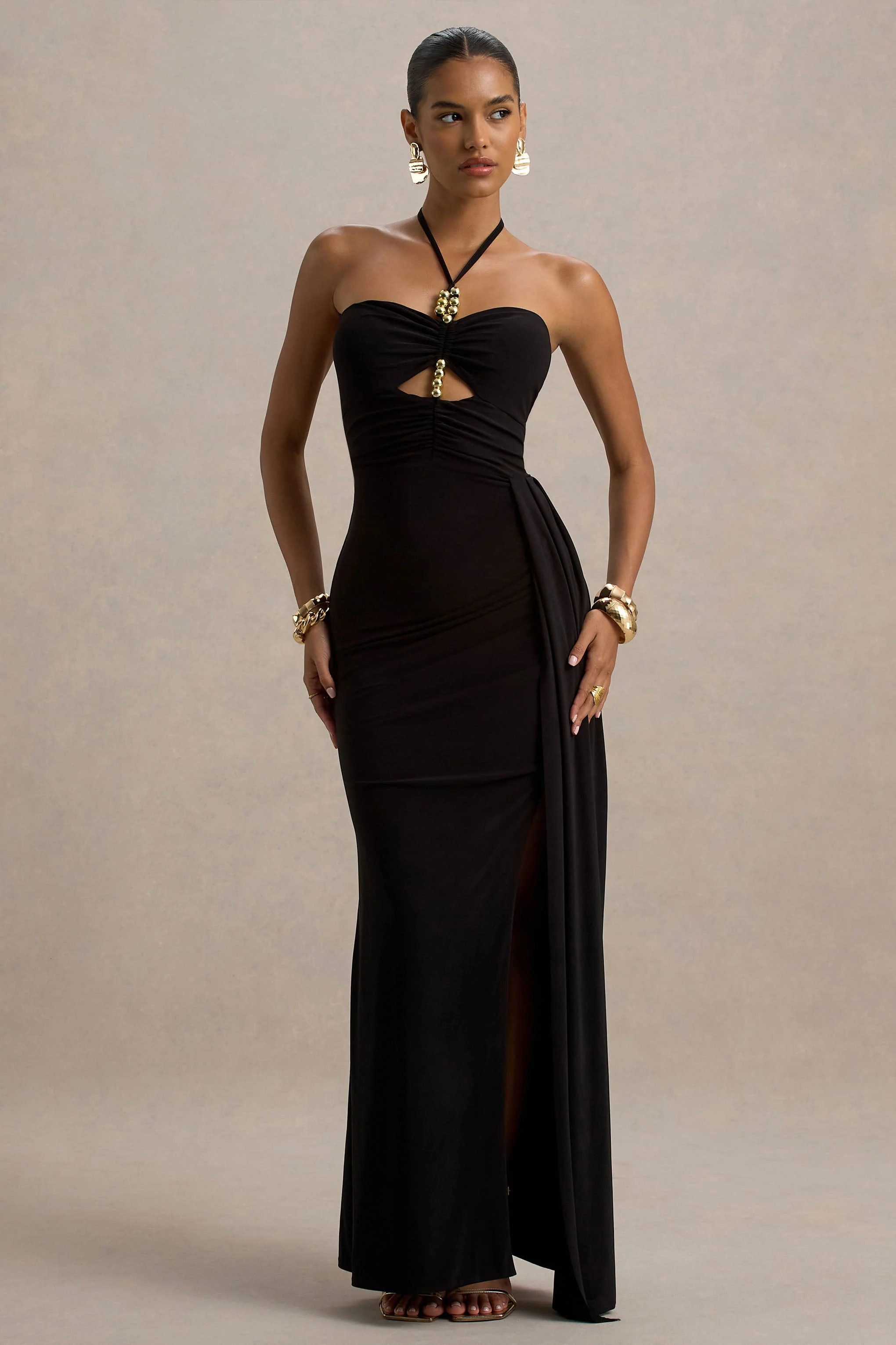 Mohito | Black Halter-Neck Cut-Out Maxi Dress With Split - Image 5