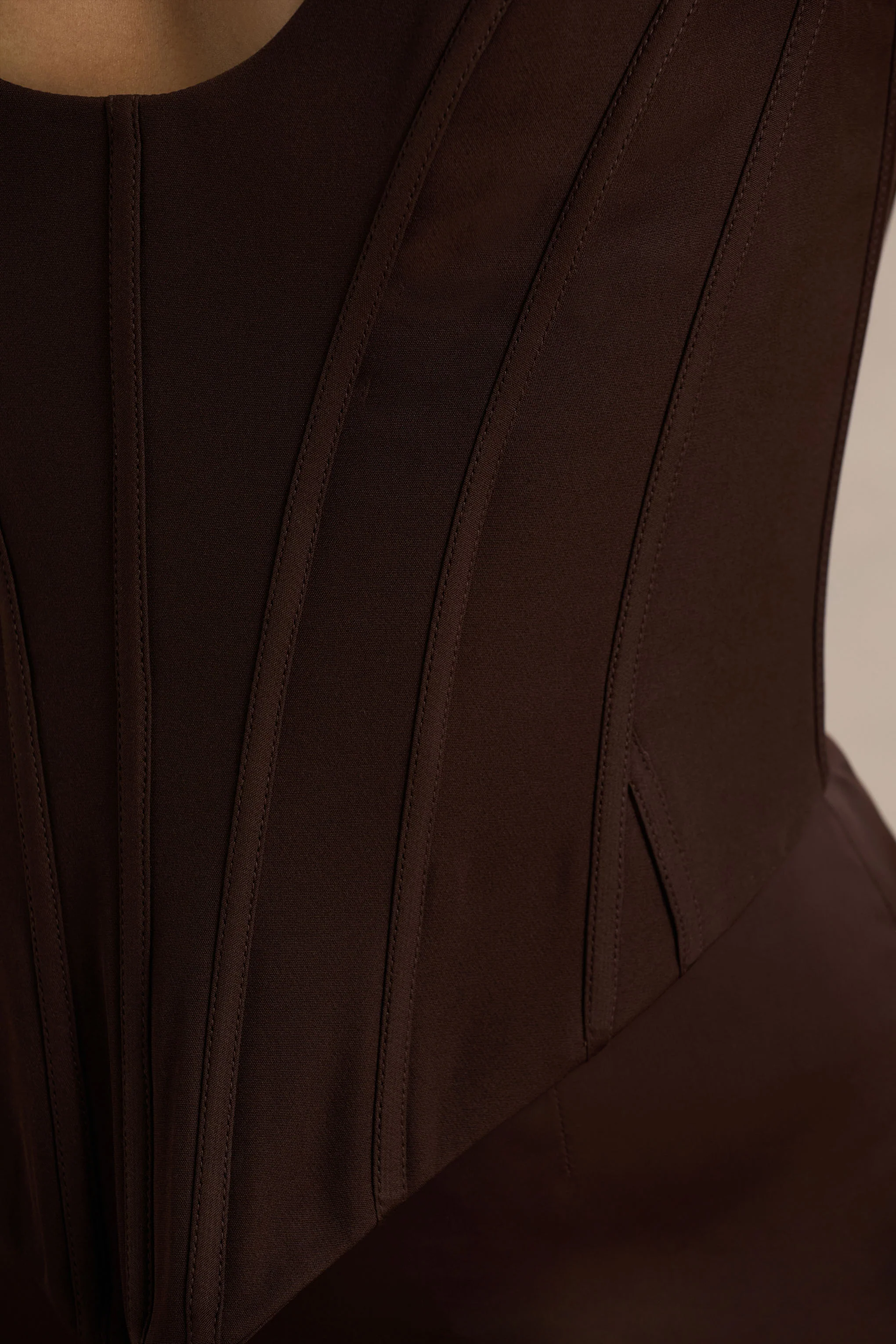 Morgan | Brown Satin Corset Maxi Dress - Image 6