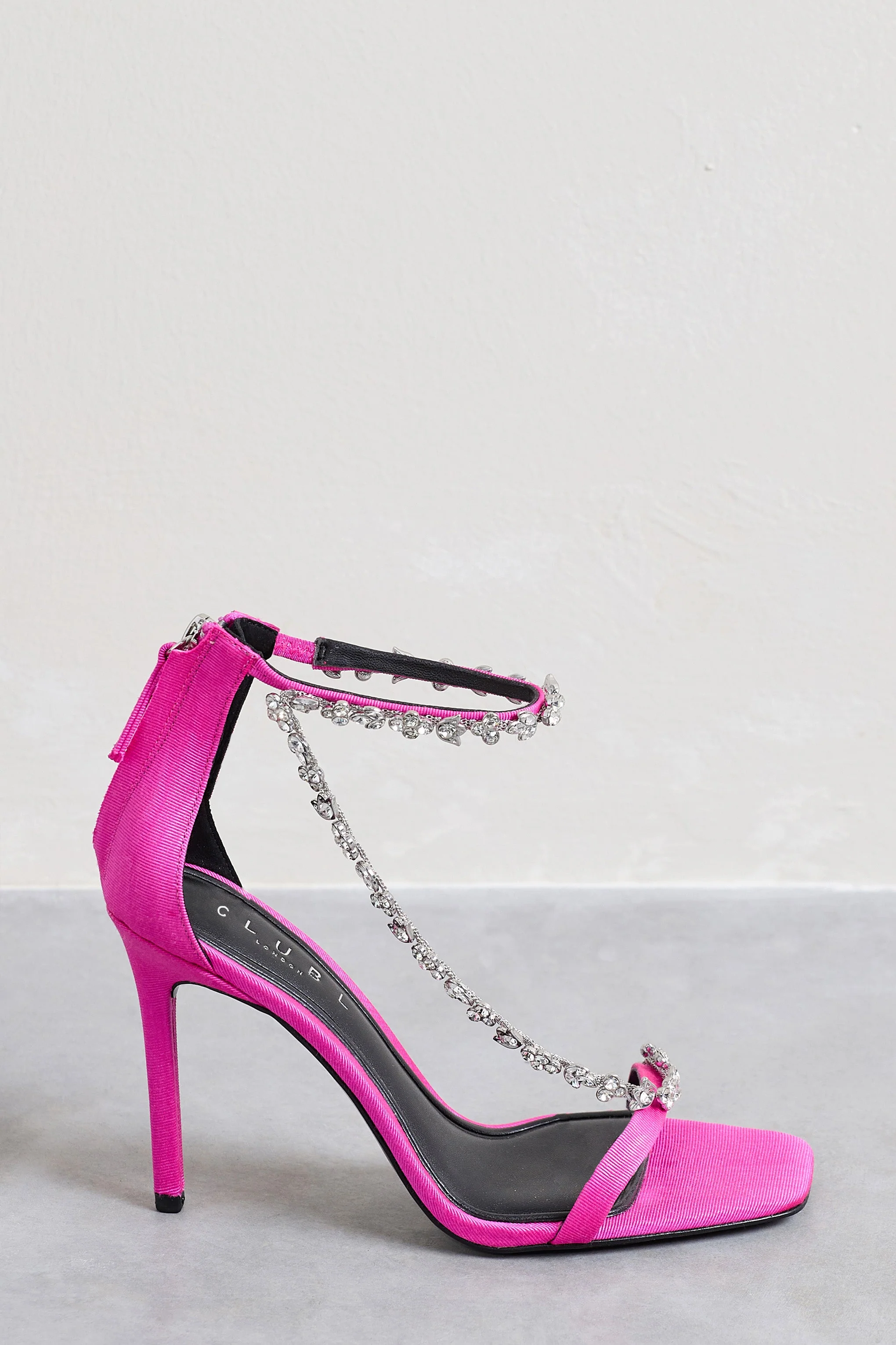 Oh Please | Pink Strappy Heeled Sandals With Diamante Chains - Image 3