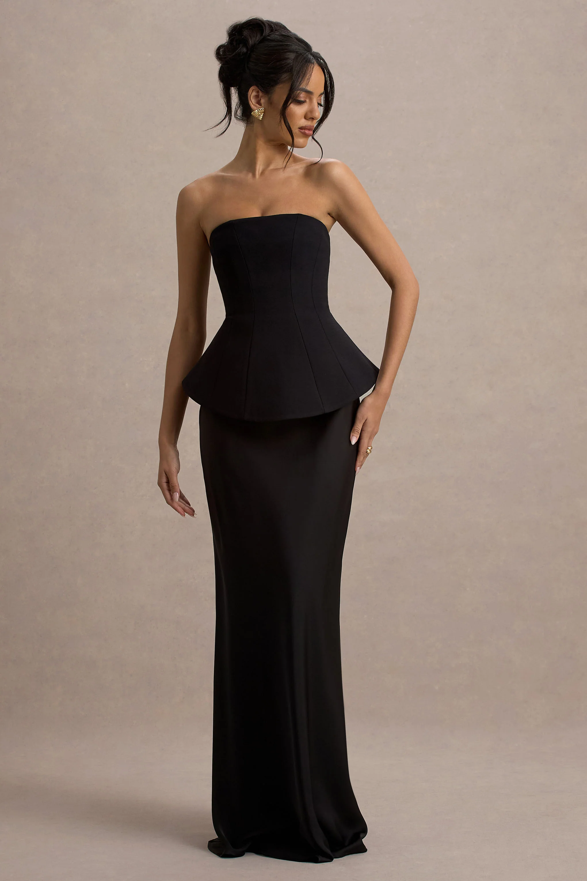 Ohio | Black Strapless Corset Maxi Dress - Image 4