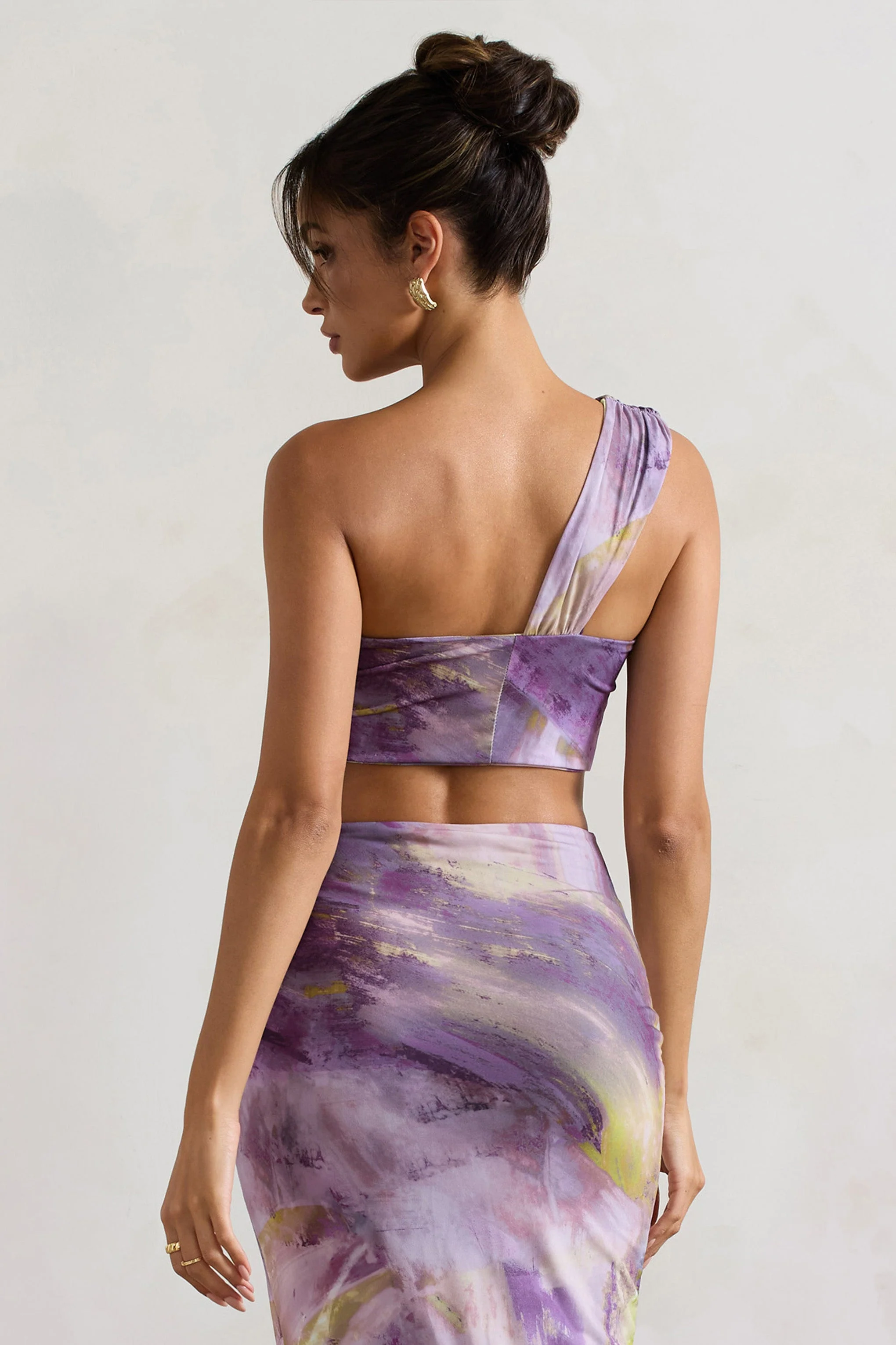 Open Heart | Lilac Print Knot One Shoulder Bralette - Image 3