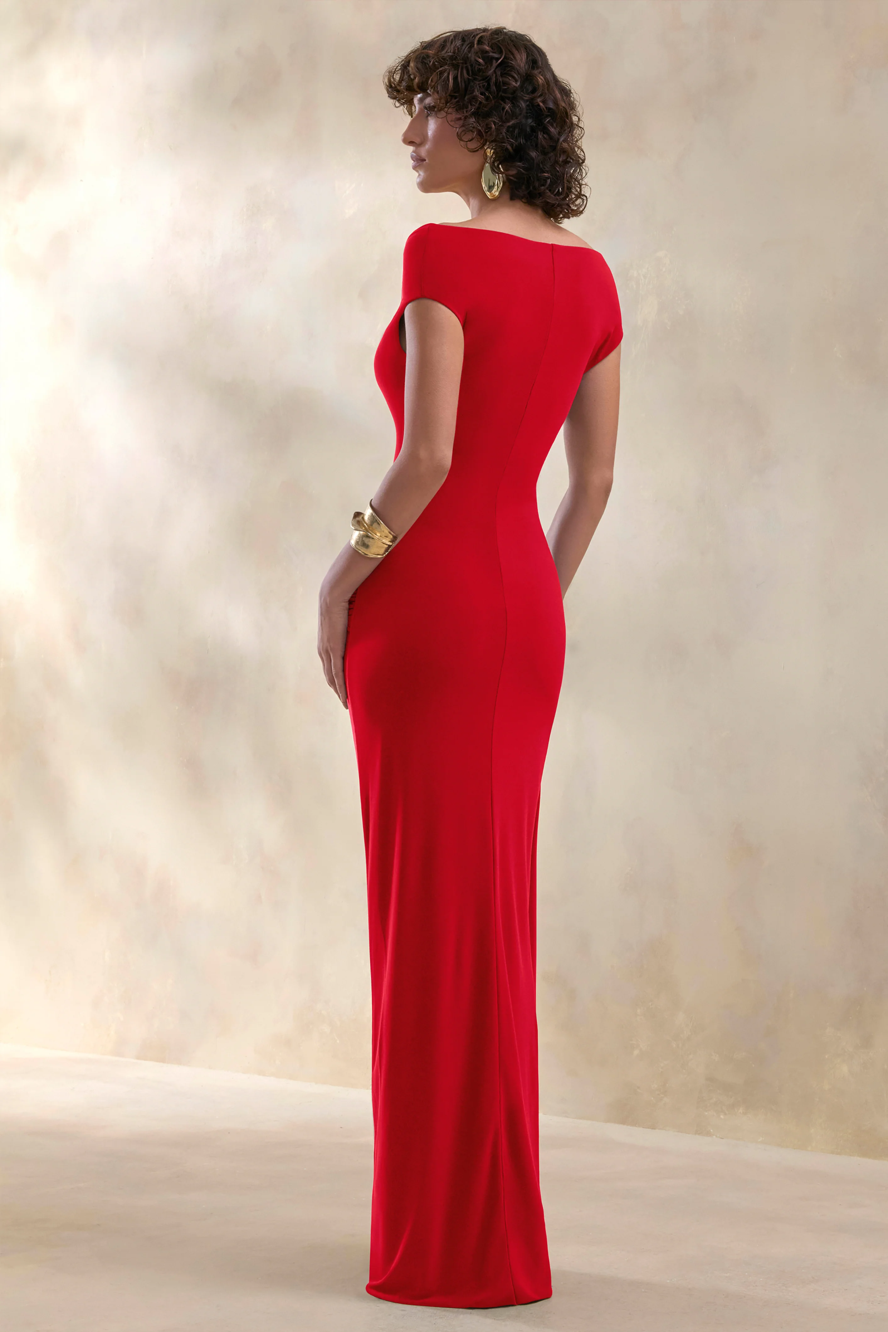 Petronia | Red V-Neck Maxi Dress With Wrap-Detail - Image 2