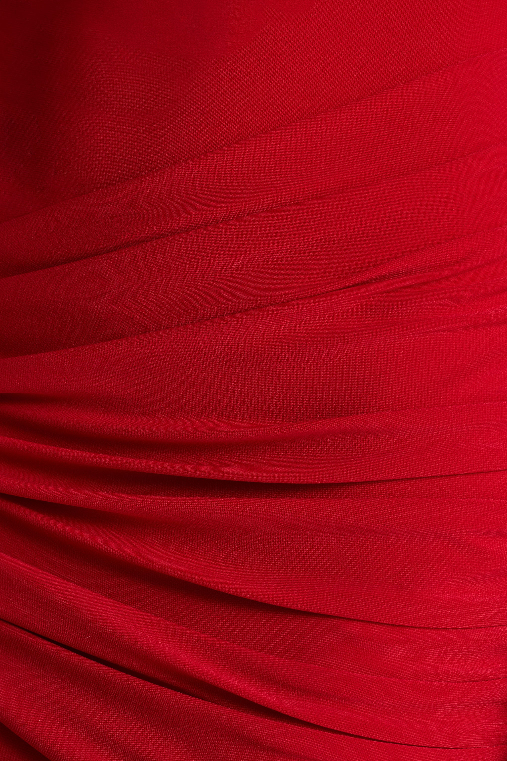 Petronia | Red V-Neck Maxi Dress With Wrap-Detail - Image 6