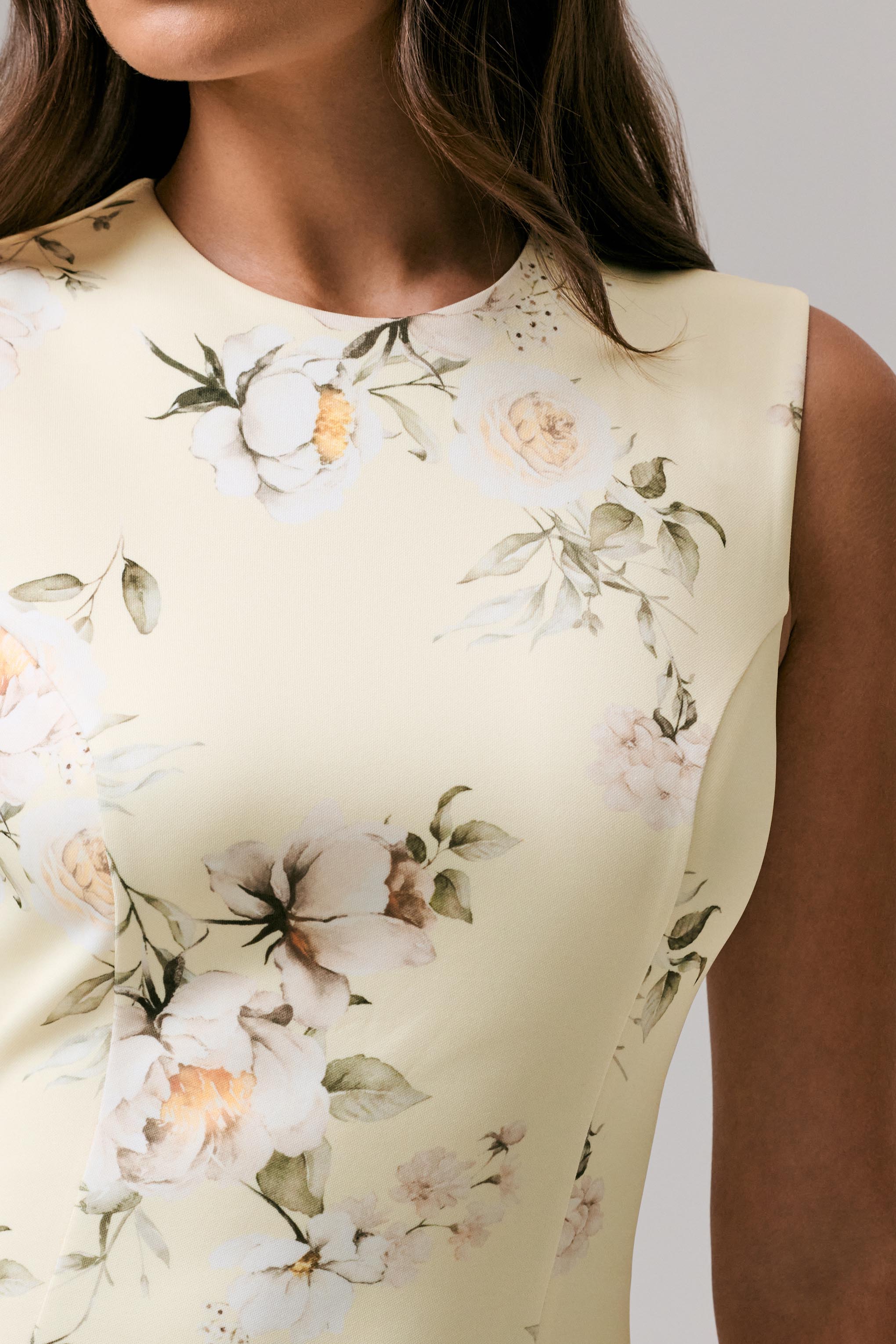 Priceless | Lemon Print High-Neck Fishtail Midi Dress - Image 6