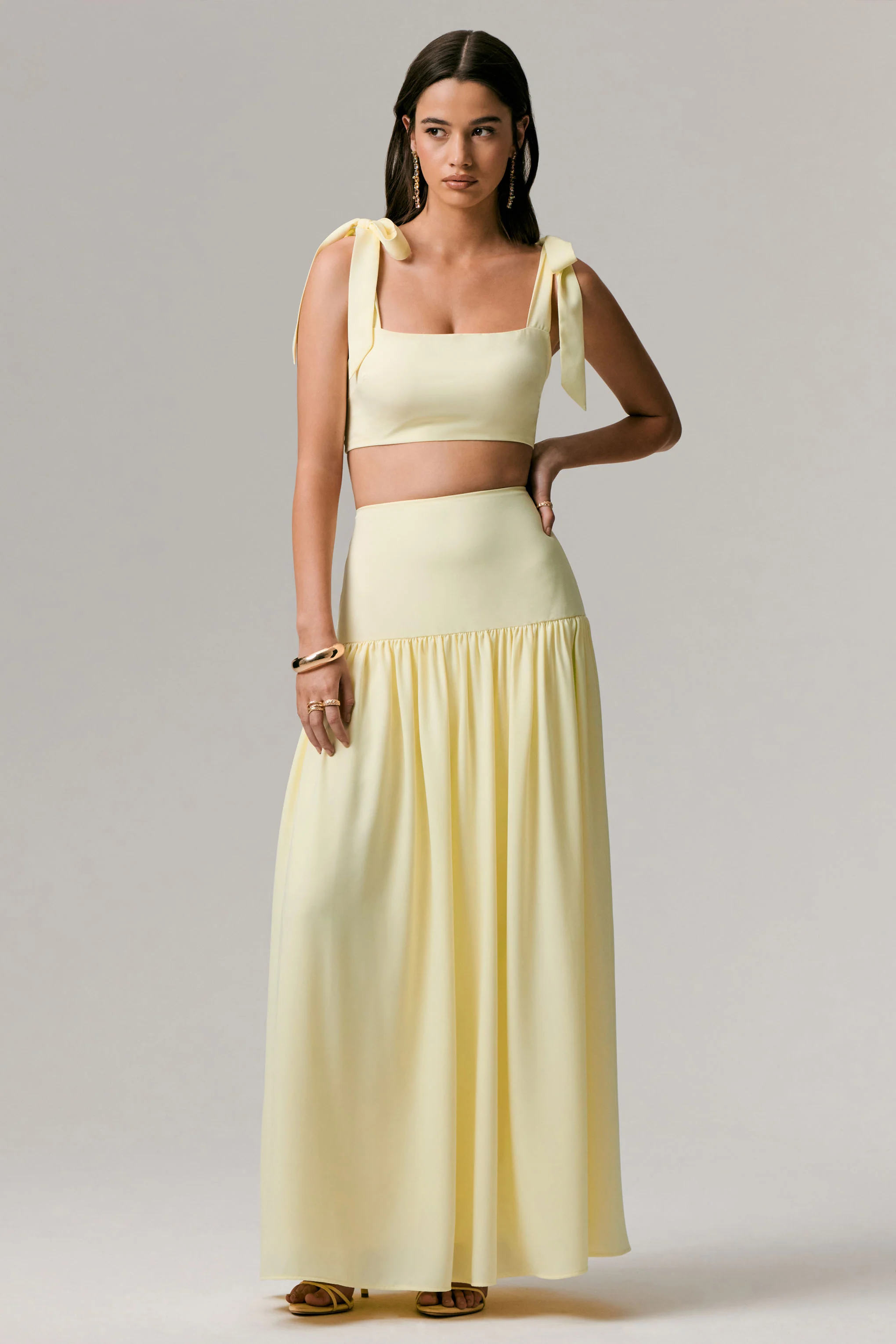 Reminiscent | Lemon Ruched Maxi Skirt - Image 3