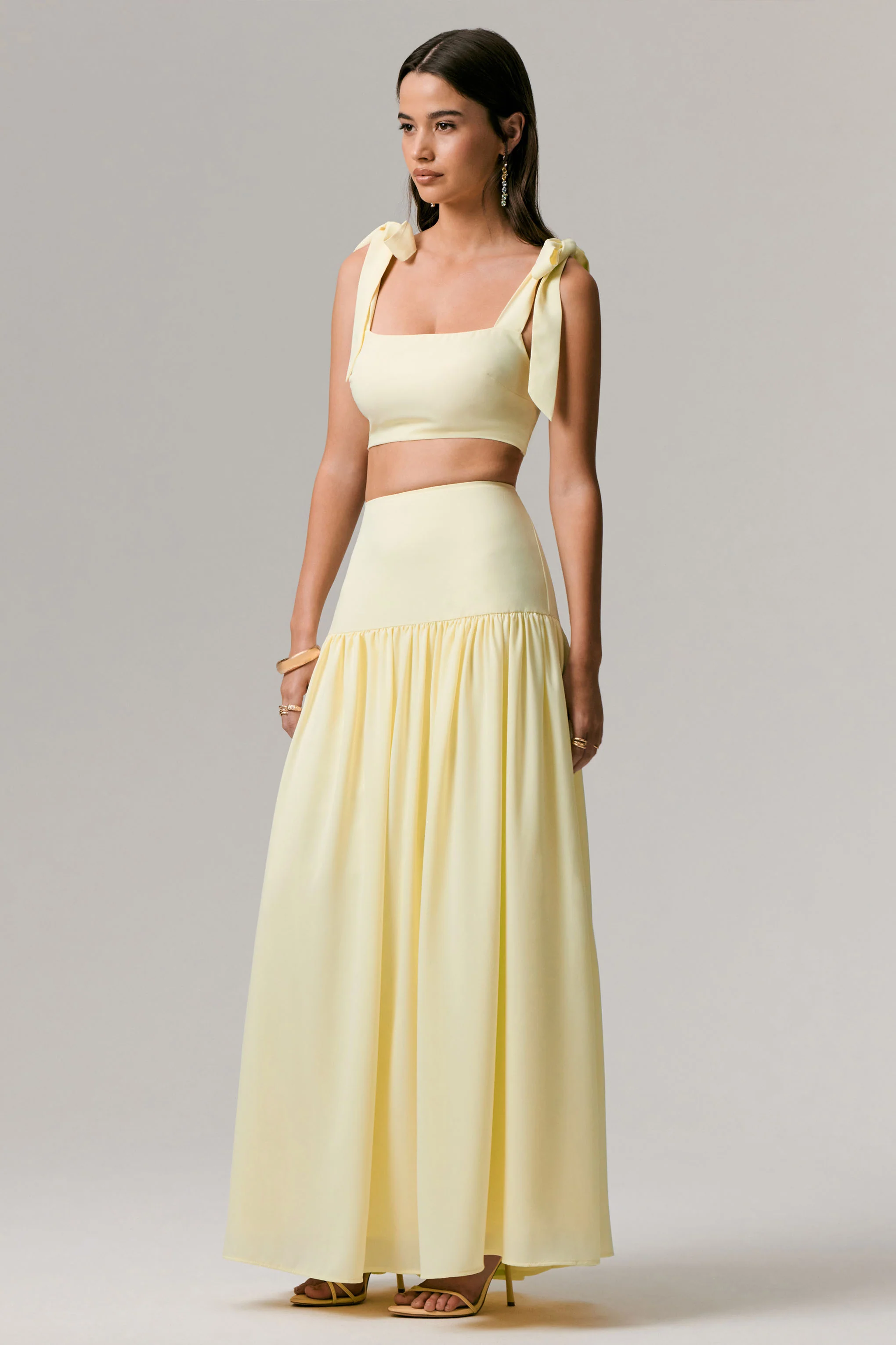 Reminiscent | Lemon Ruched Maxi Skirt - Image 4