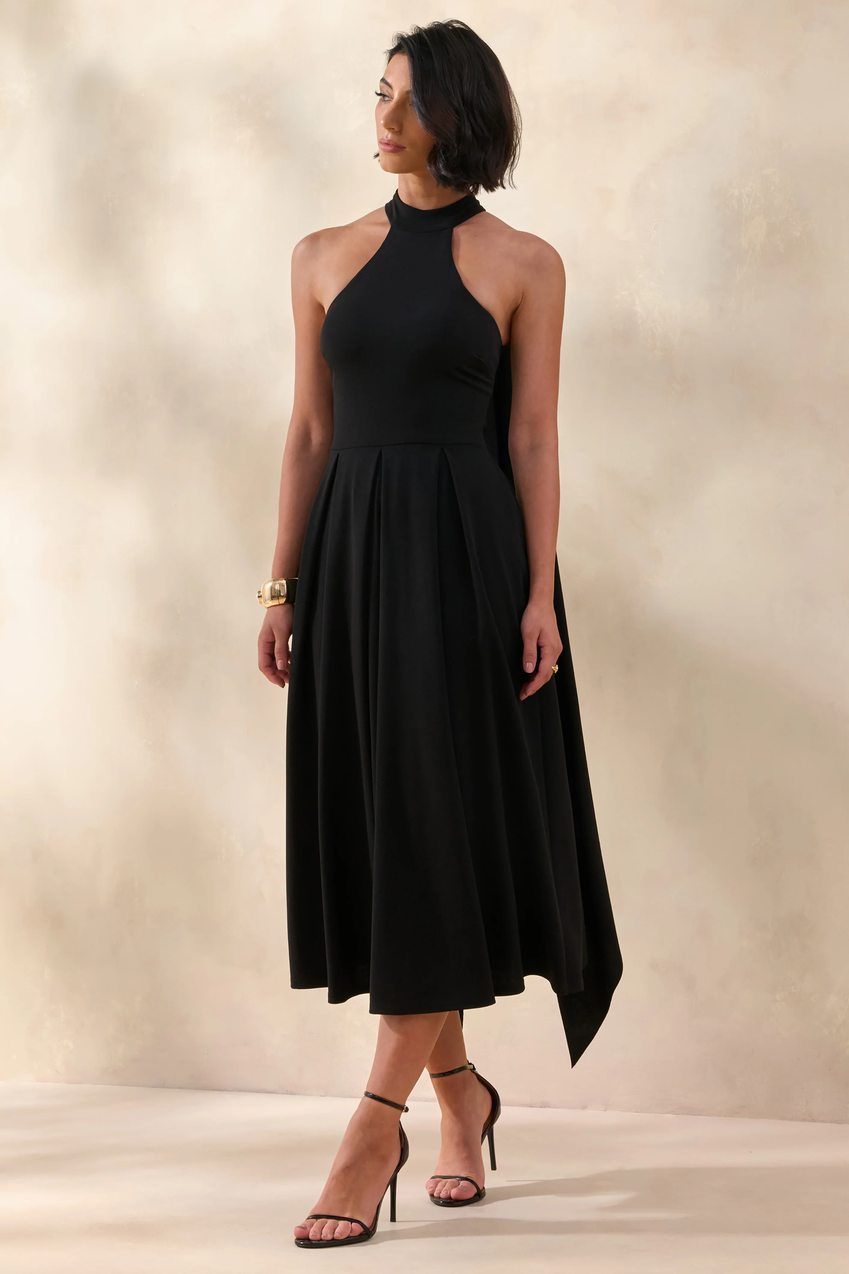Rhode | Black Halter-Neck Midi Dress - Image 4