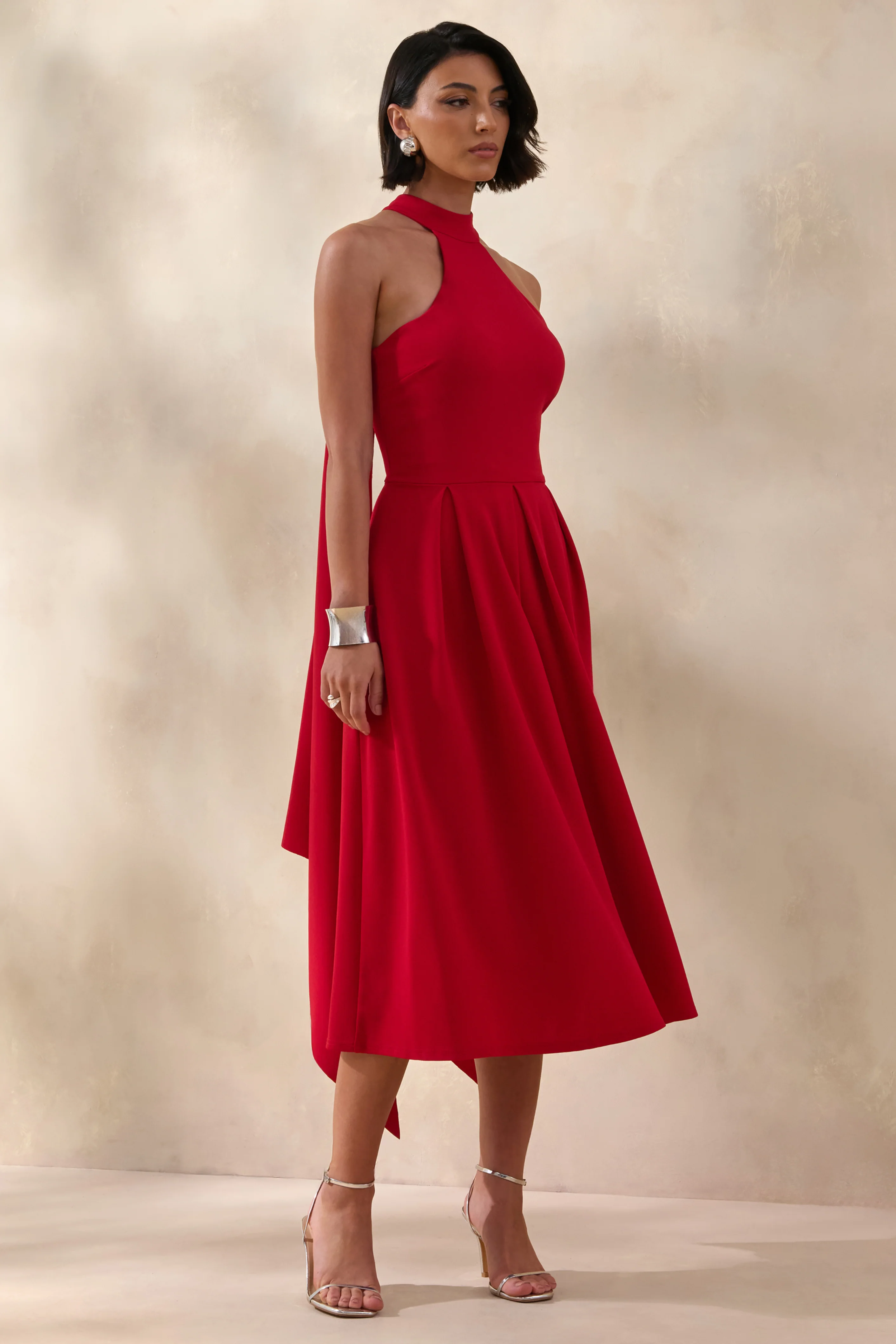 Rhode | Red Halter-Neck Midi Dress - Image 4
