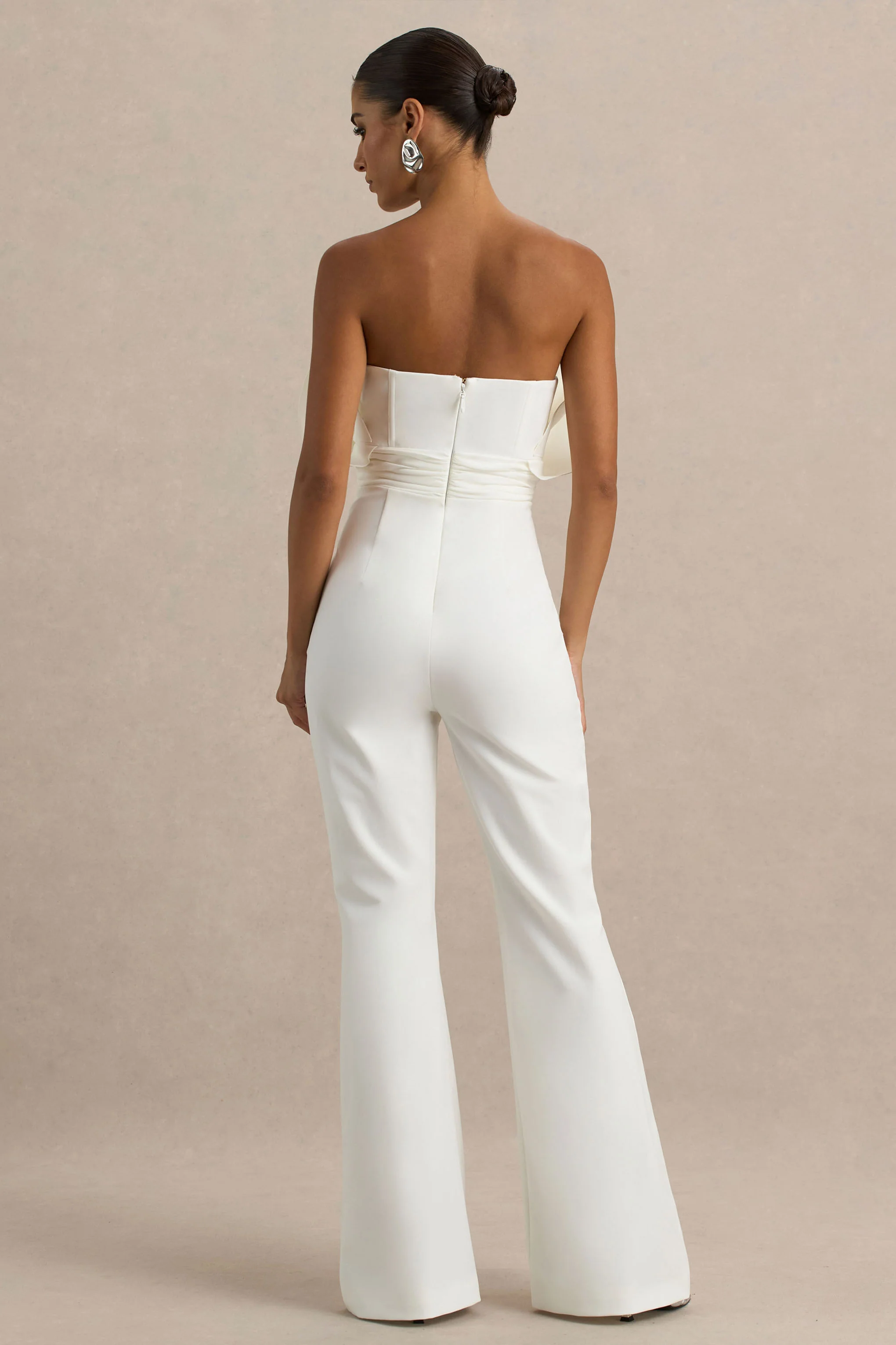 Riga | White Ruffled Asymmetric Jumpsuit - Image 2