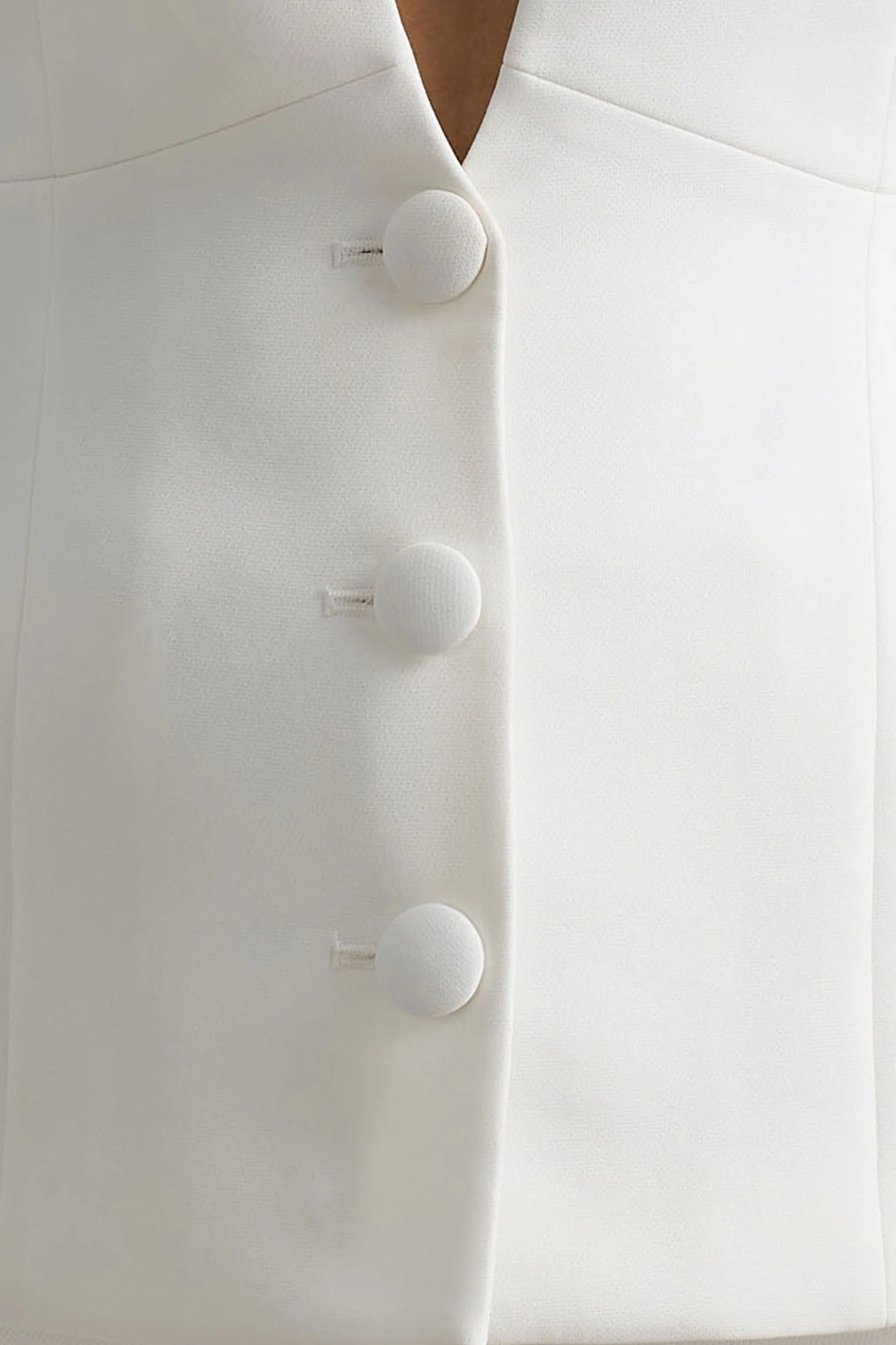 Rosalina | White Extreme-Plunge Neck Tailored Blazer - Image 6
