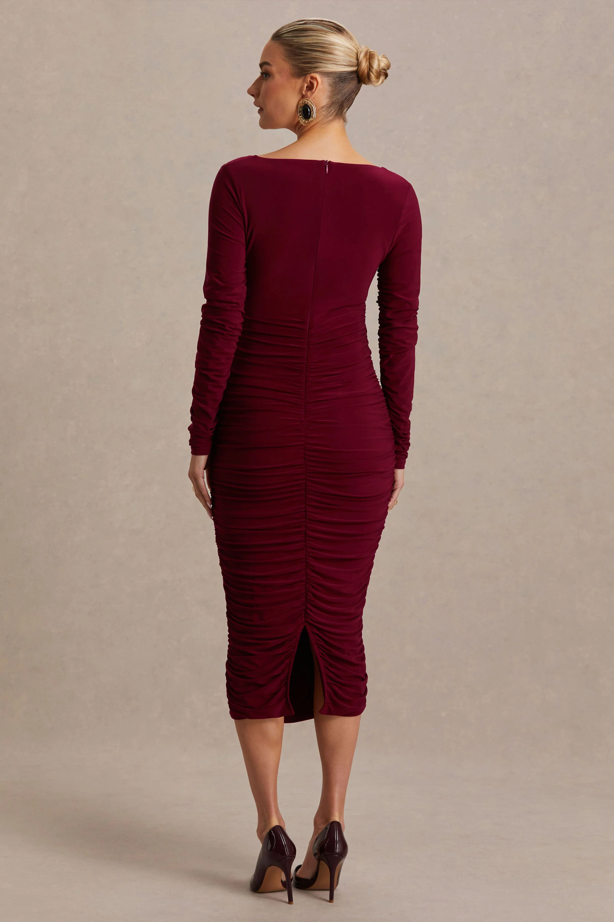 Saffron | Berry Scoop-Neck Maternity Midi Dress - Image 2