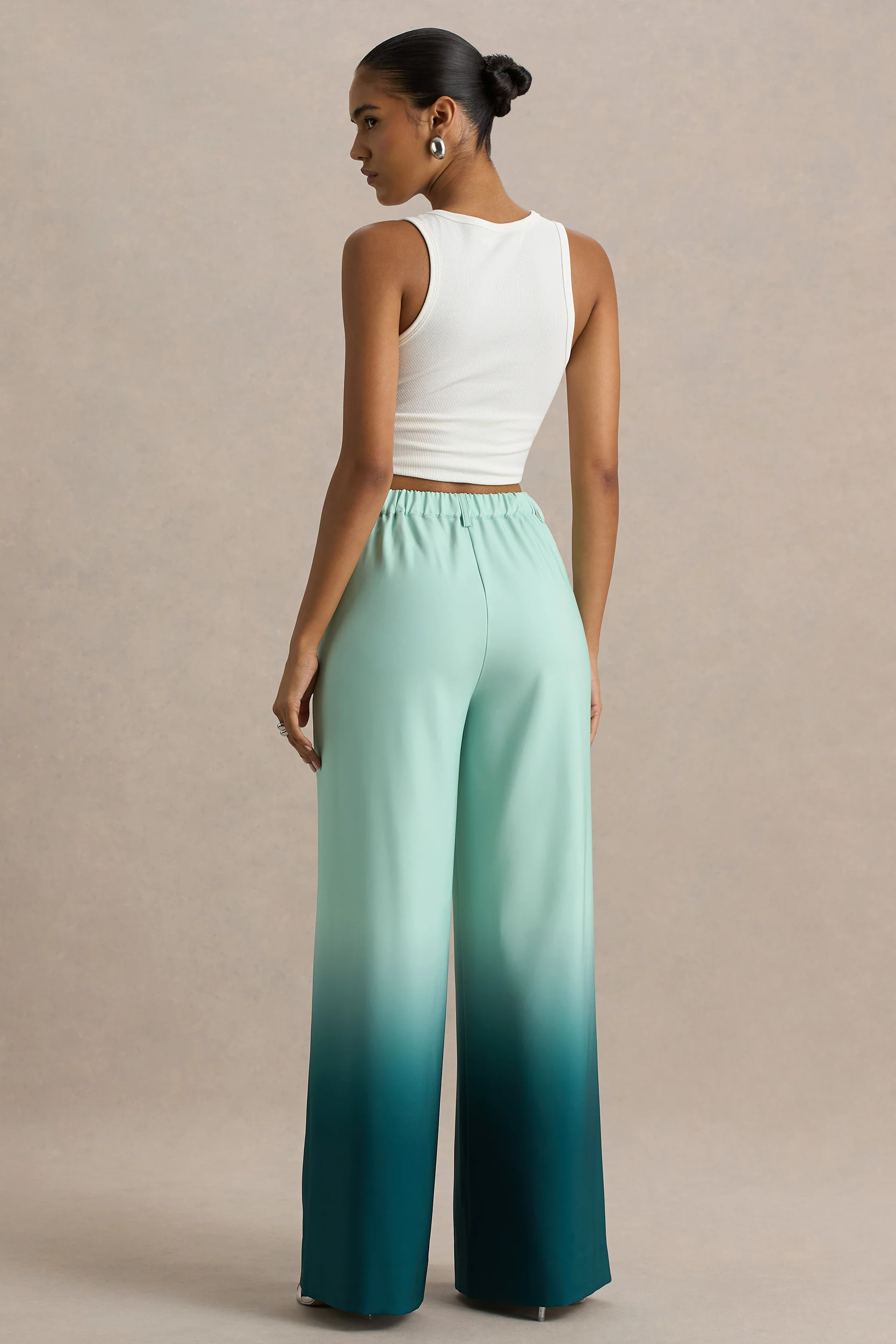 Safia | Emerald Ombre Satin Wide-Leg - Image 2