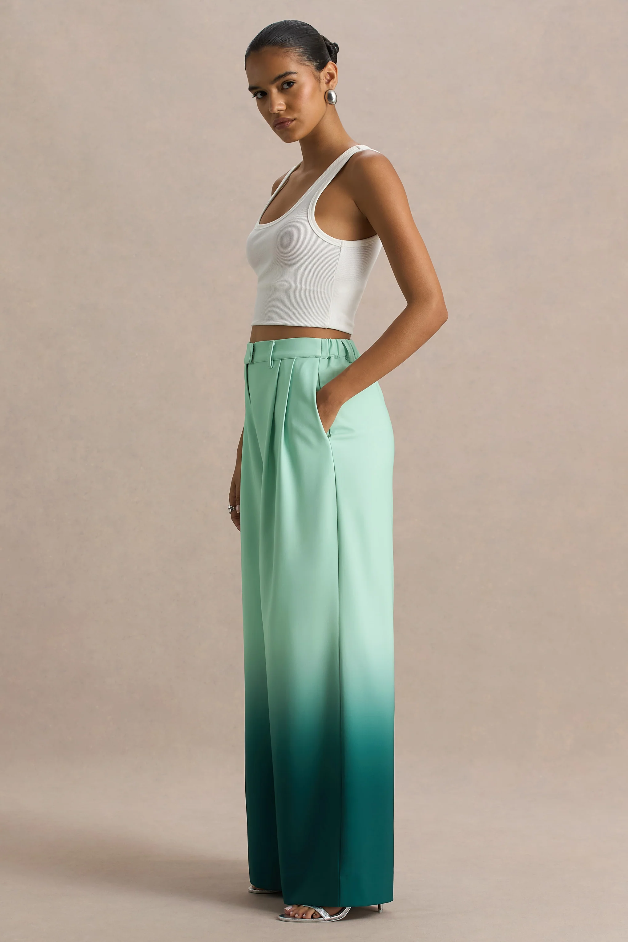 Safia | Emerald Ombre Satin Wide-Leg - Image 3