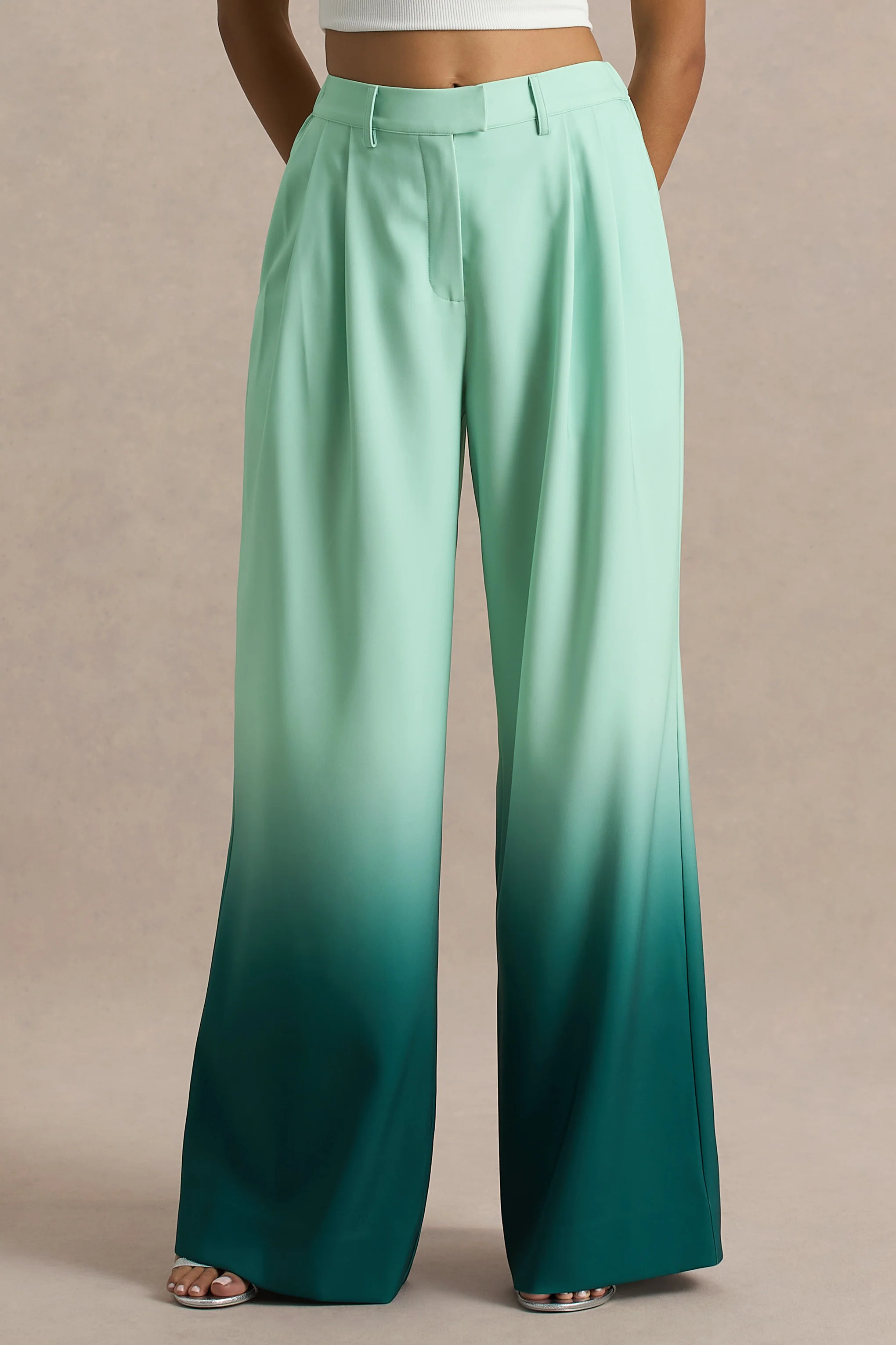 Safia | Emerald Ombre Satin Wide-Leg - Image 5