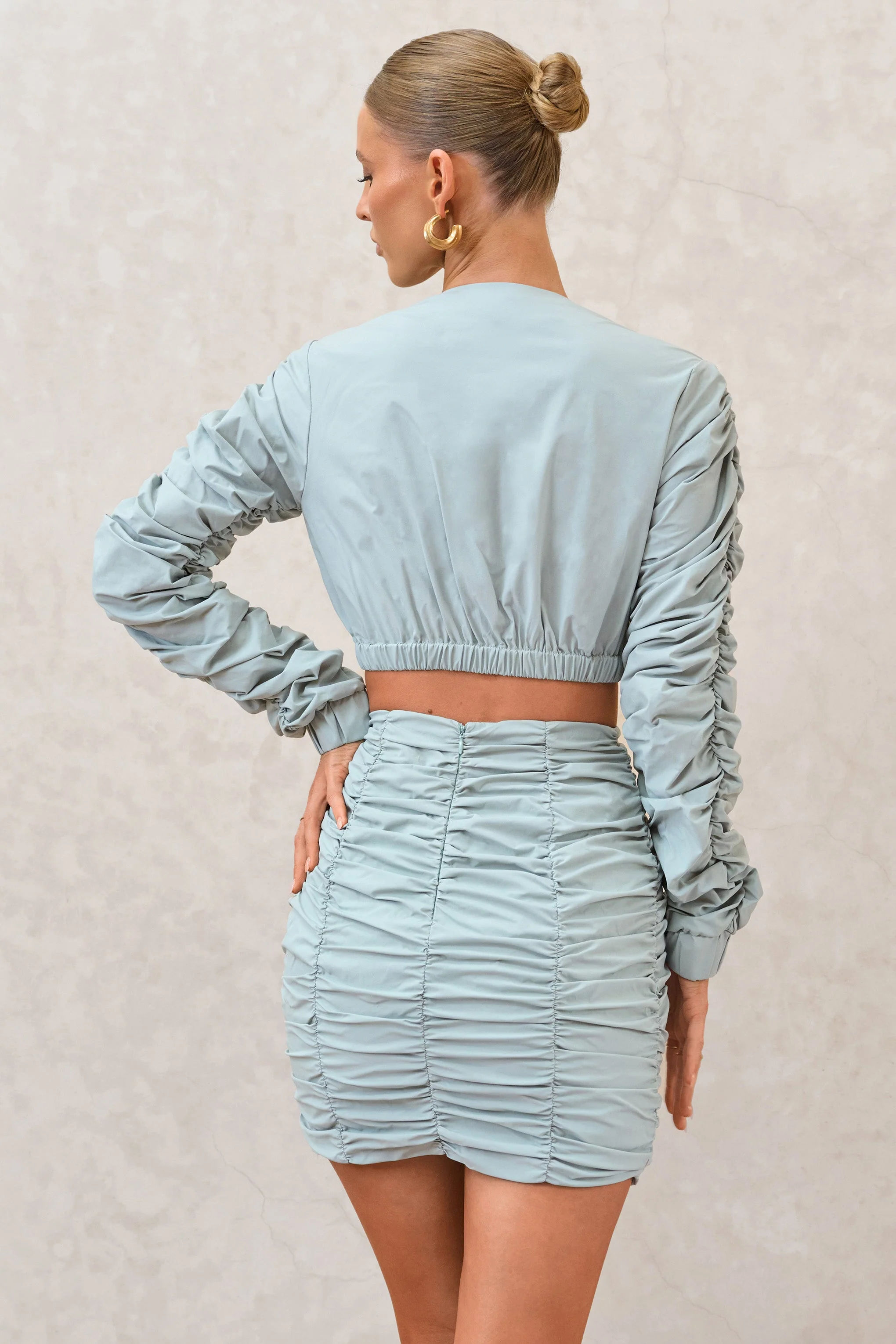 Break Of Day | Sage Ruched Mini Skirt - Image 4