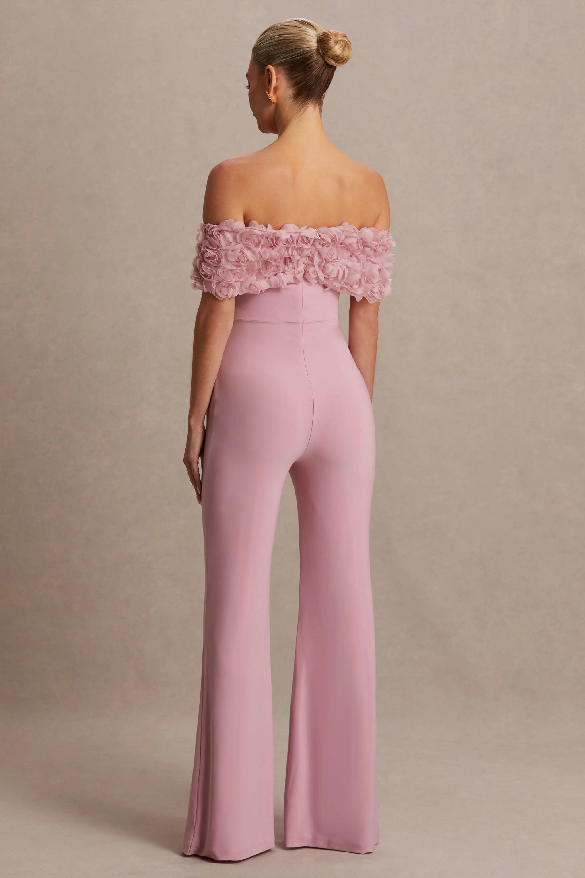 Sallow | Pink Floral Bardot Maternity Jumpsuit - Image 2