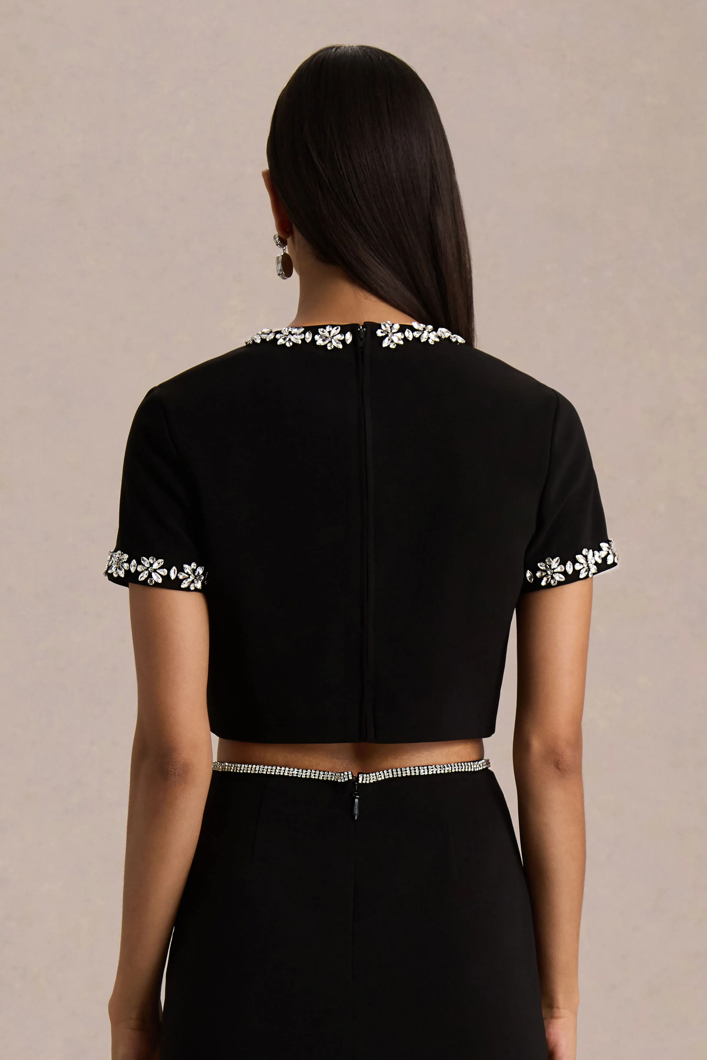 Salma | Black Hand-Embellished Top - Image 2