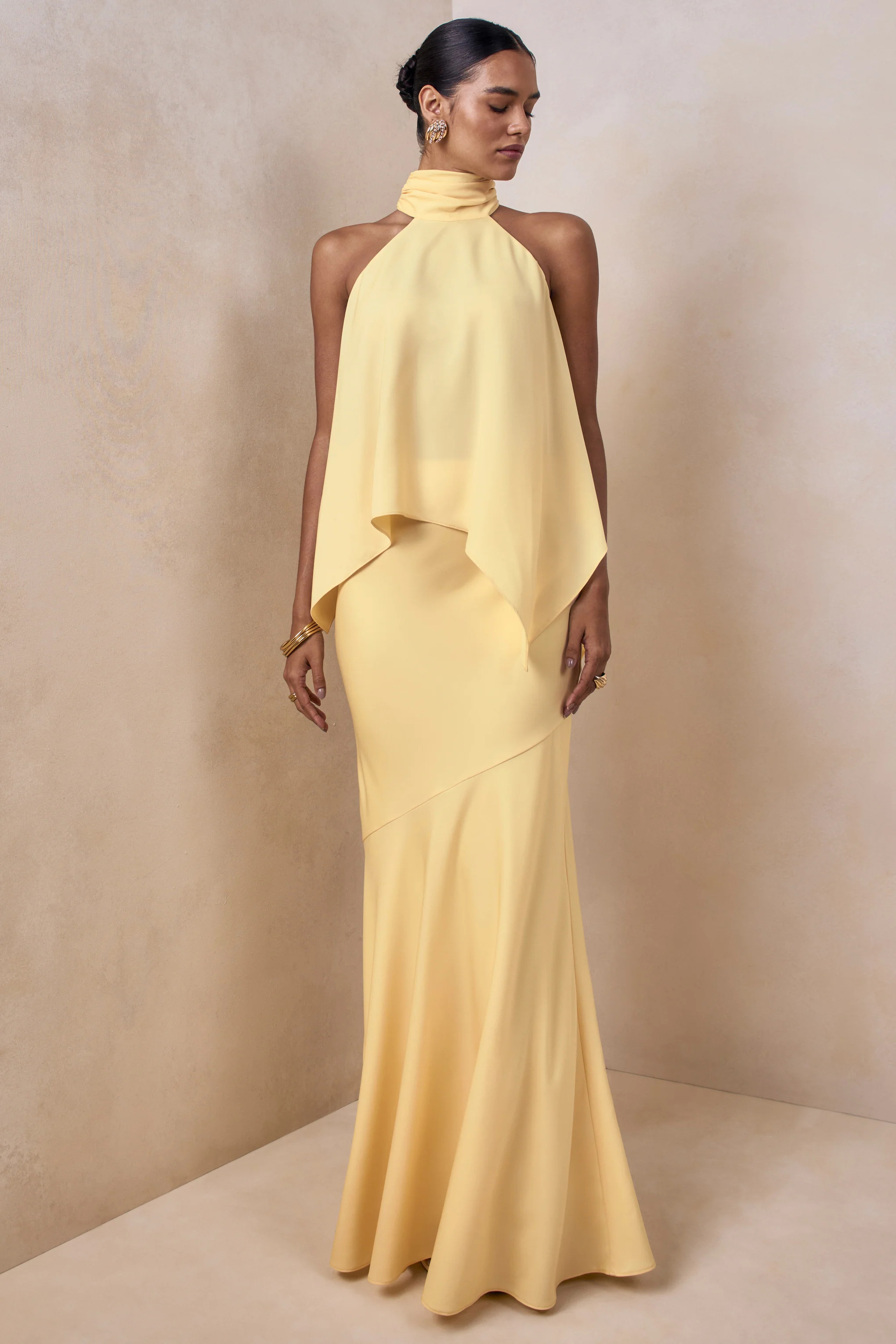 Sancelle | Lemon Matte Satin Halter-Neck Top - Image 5