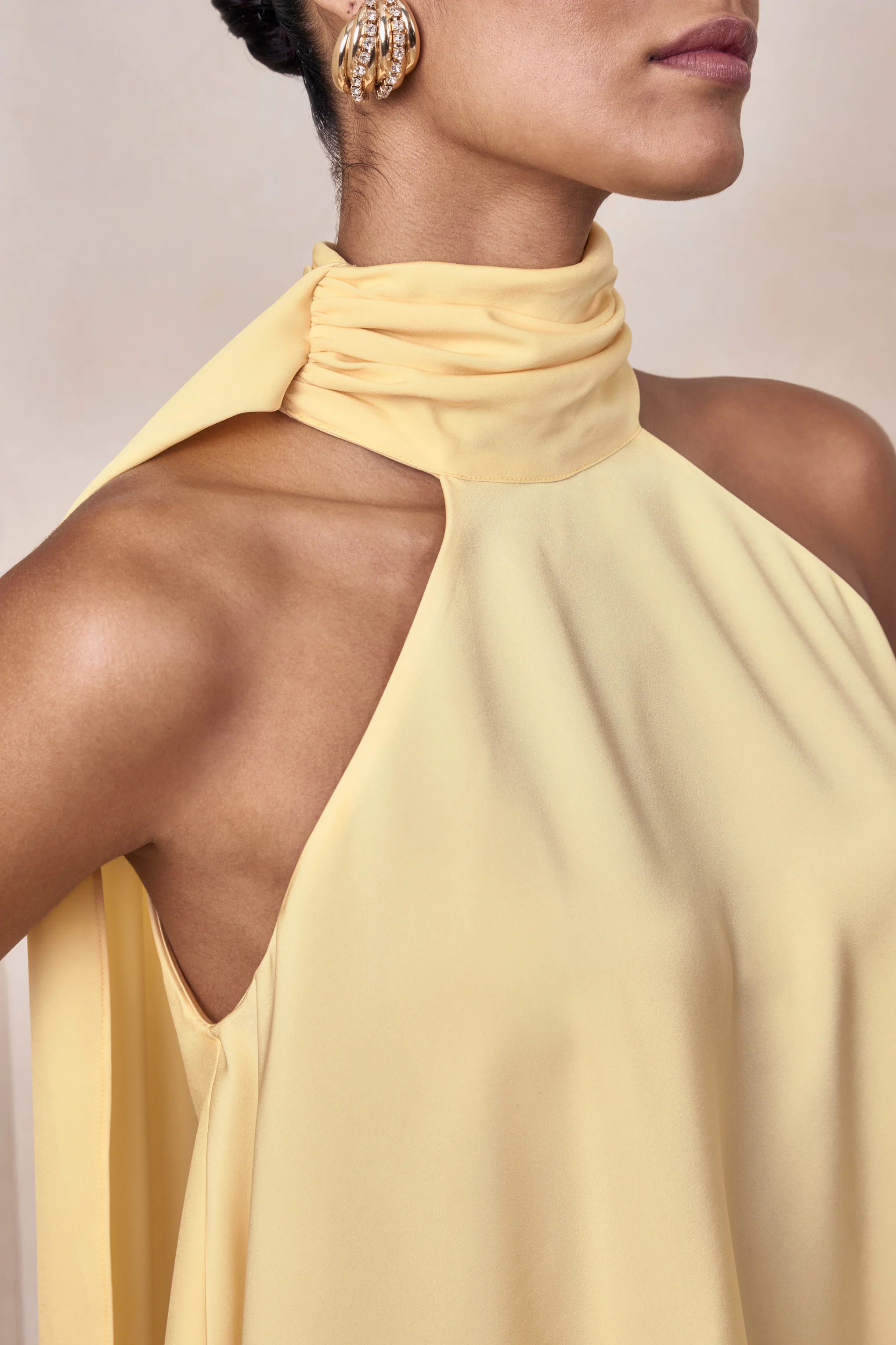 Sancelle | Lemon Matte Satin Halter-Neck Top - Image 7