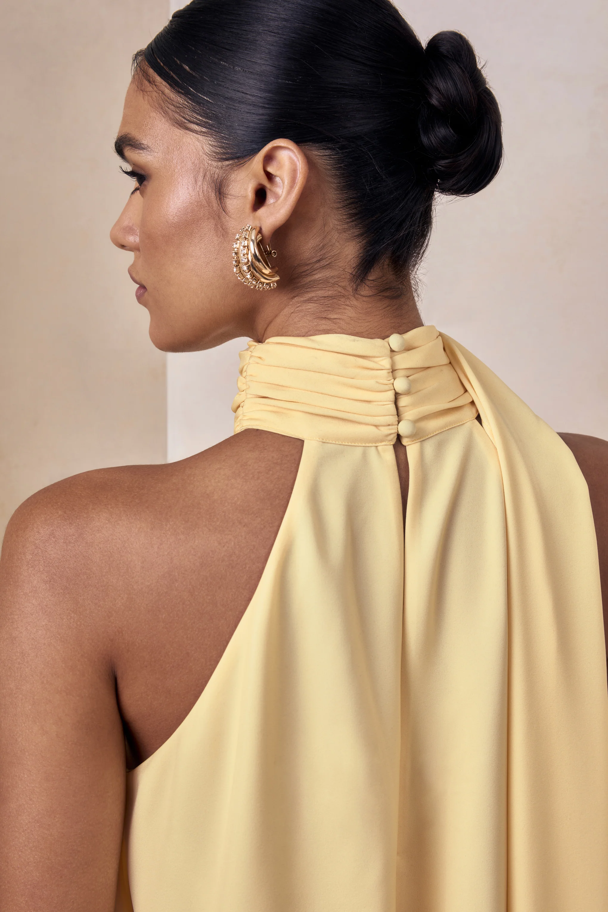 Sancelle | Lemon Matte Satin Halter-Neck Top - Image 8